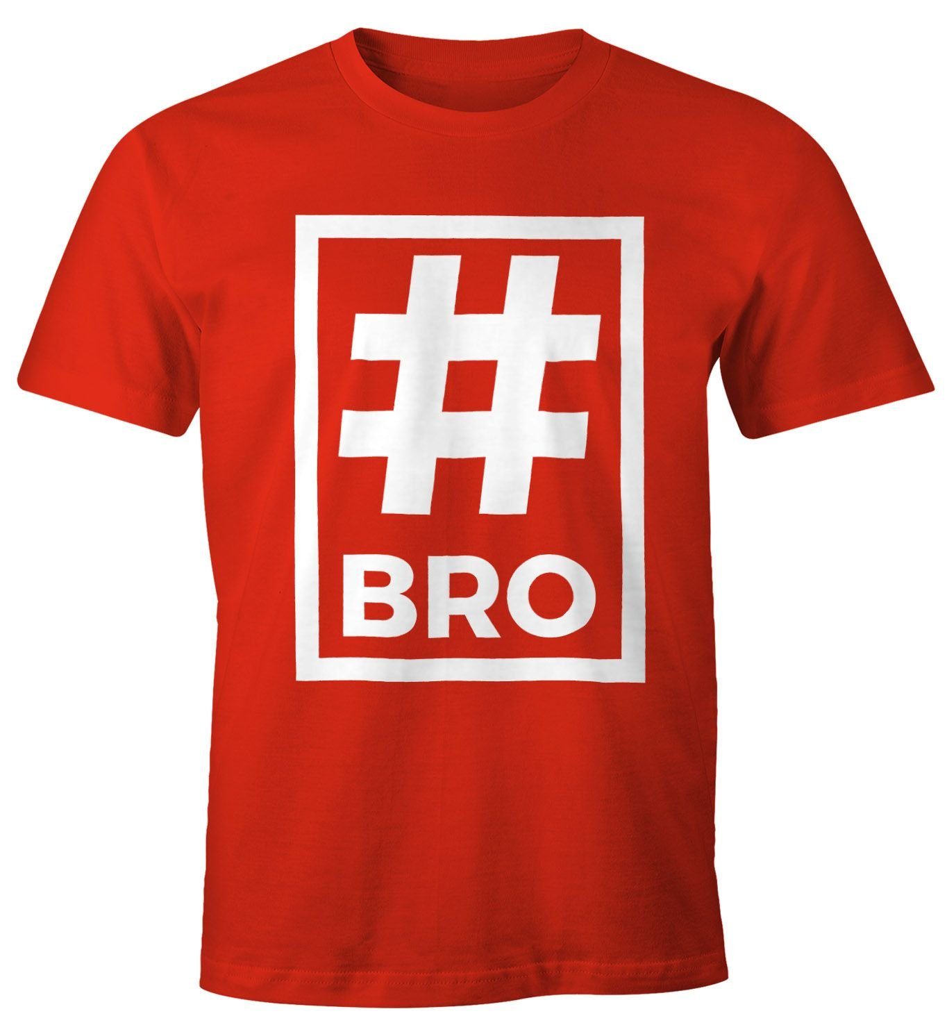 MoonWorks Print-Shirt Herren T-Shirt Bro Brother Hashtag Moonworks® mit Print