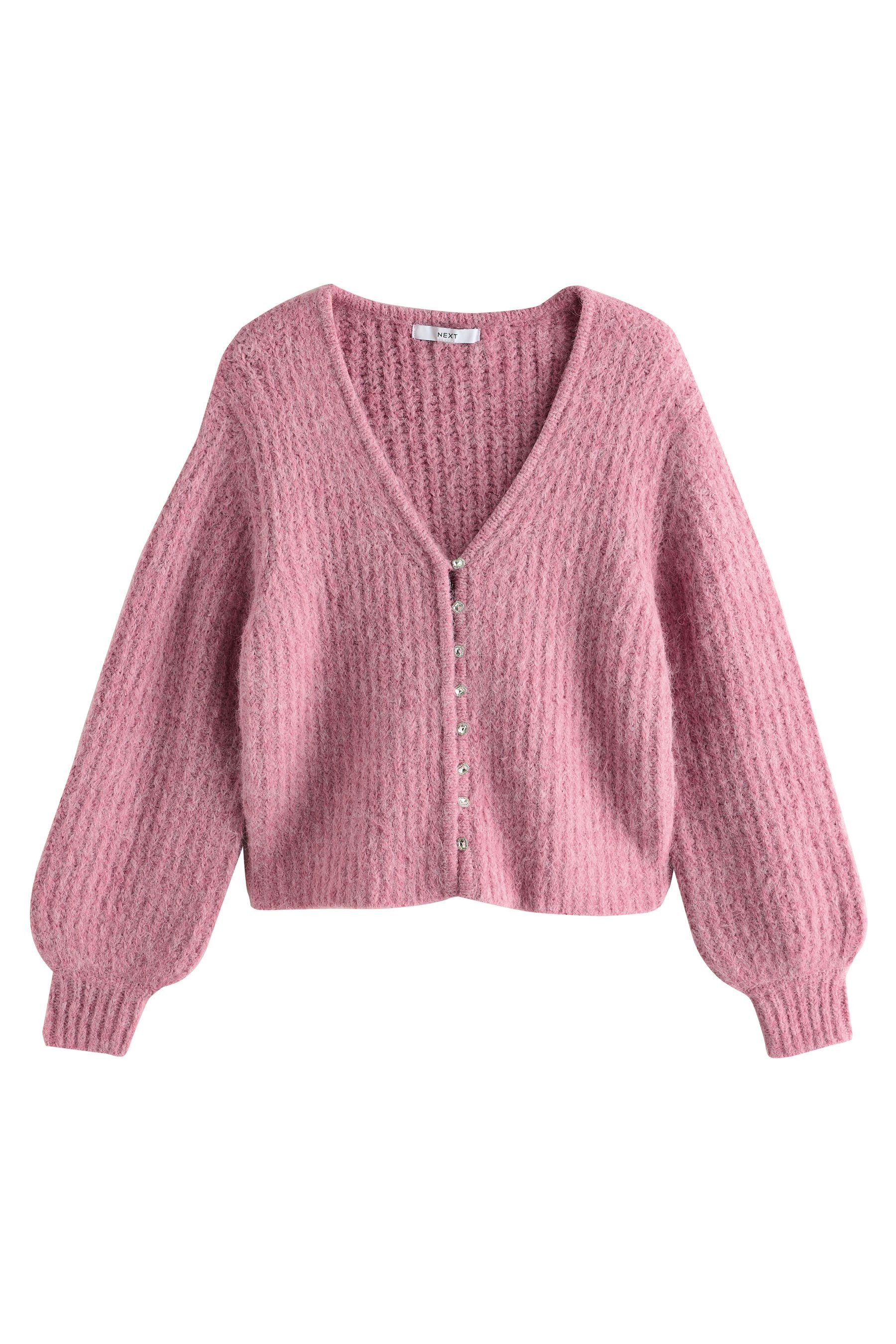 Next Strickjacke Relaxed Fit Strickjacke mit Kristallknopf (1-tlg) günstig online kaufen