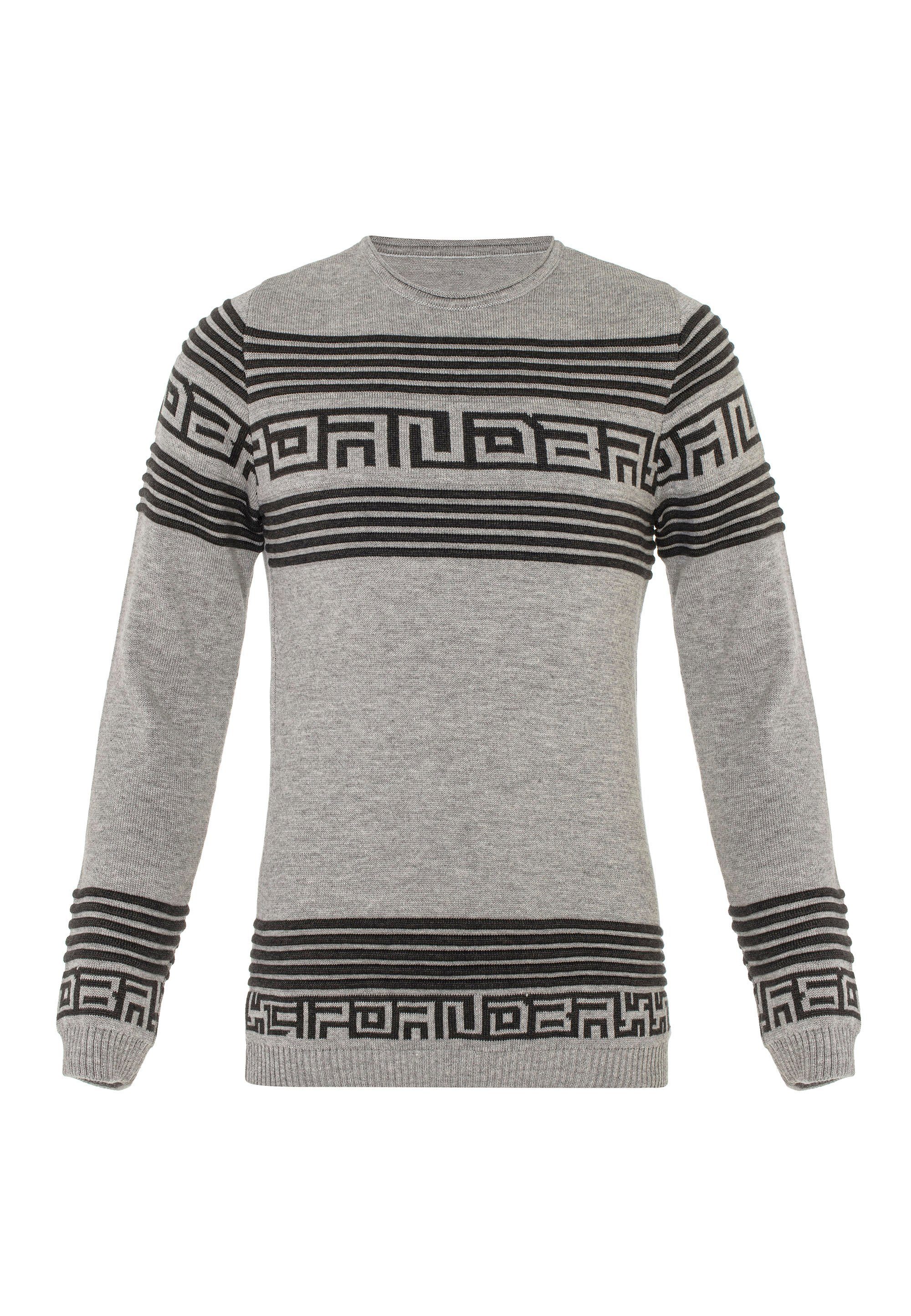 & Cipo grau-schwarz mit Baxx tollem Strickpullover Streifenmuster