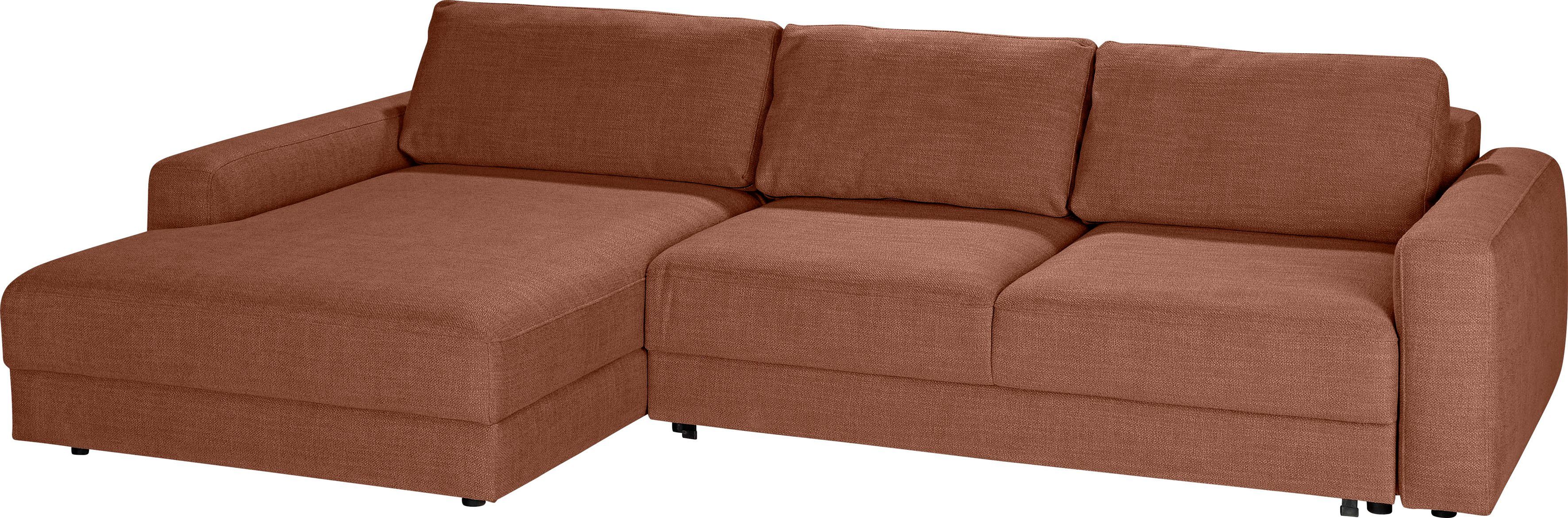 picante 54 wahlweise mit Tiefe Bettkasten, cm Ecksofa TRENDMANUFAKTUR Sitzfläche und Bourbon, Bettfunktion