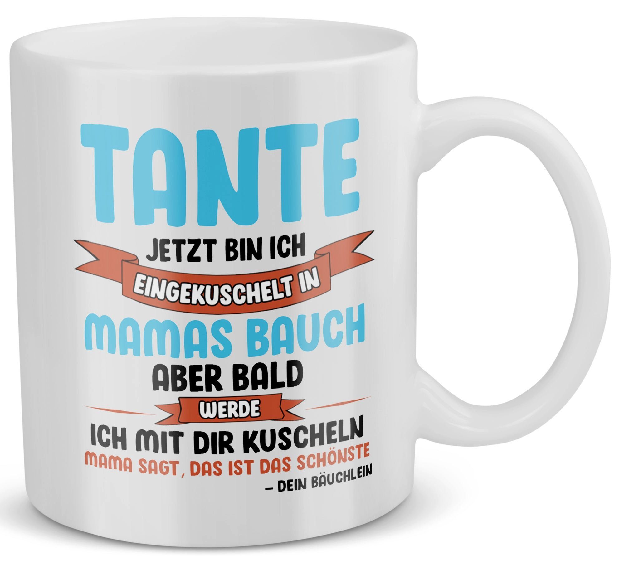 22Feels Tasse Du Wirst Tante Schwangerschaft Geschenk Baby Werdende Muhme Frauen, Keramik, Made in Germany, Spülmaschinenfest