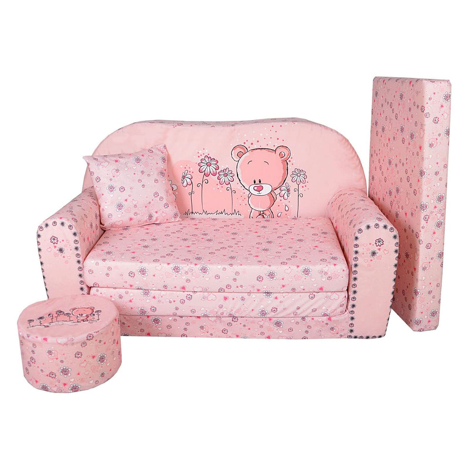 FORTISLINE Kindersitzgruppe Kindersofa Kindercouch Aufklappen Bettfunktion günstig online kaufen