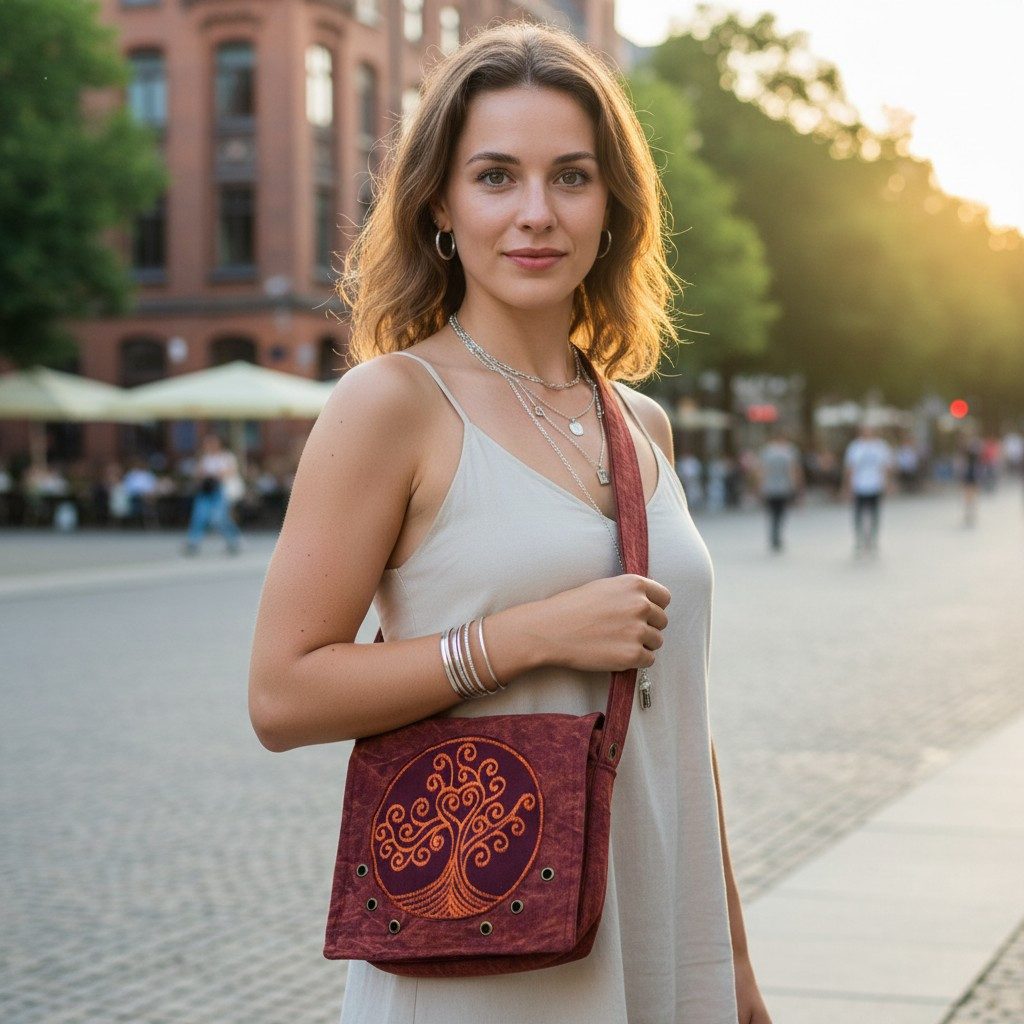 Guru-Shop Schultertasche Ethno Schultertasche, Nepaltasche Stonewash..