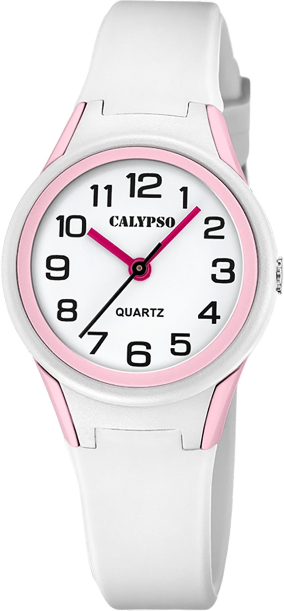 CALYPSO WATCHES Quarzuhr Calypso Jugenduhr Kautschuk weiß Calypso, (Analoguhr), Jugenduhr rund, klein (ca. 29mm) Kautschukarmband, Fashion-Style