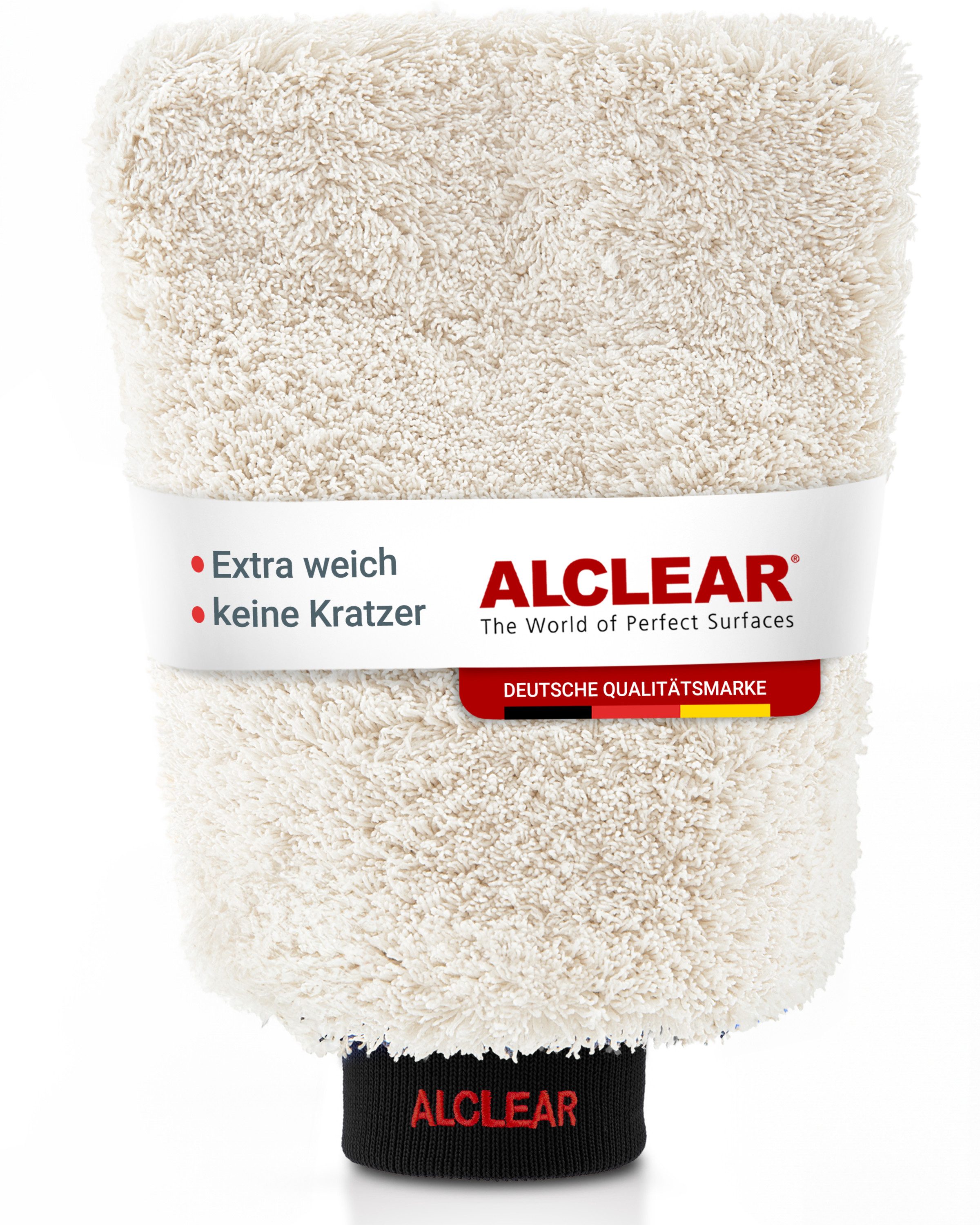 ALCLEAR 950013WH Ultraweicher Mikrofaser Auto Waschhandschuh, saugstark Mikrofasertuch (80% Polyester, 20% Nylon)