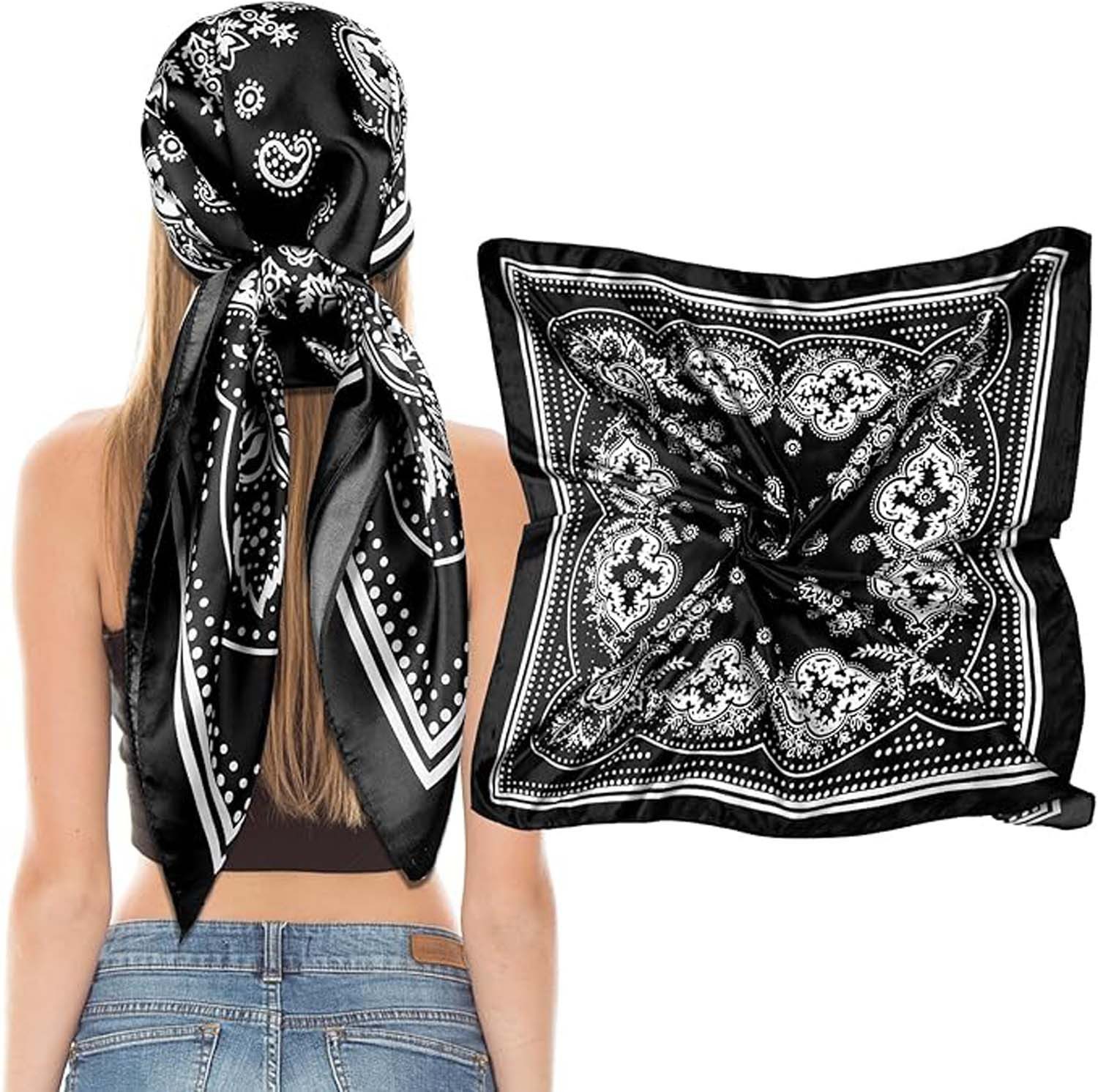 Zaewry Halstuch 90x90cm Kopftuch Bandanas Haartuch für Damen