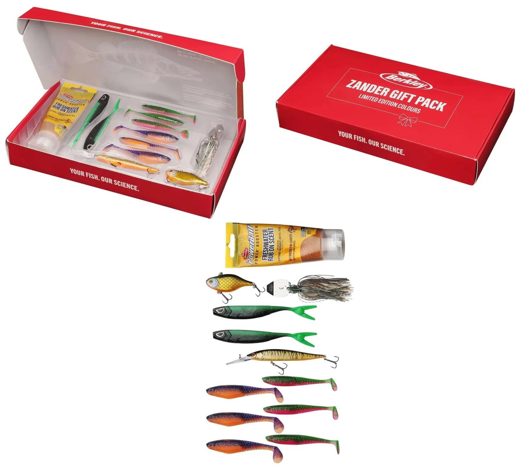 Berkley Kunstköder Gift Box Zander Set Geschenkbox Limitiert - Geburtstag Weihnachten, (12-St), Geschenkset mit limitierten Produkten für Zanderangler