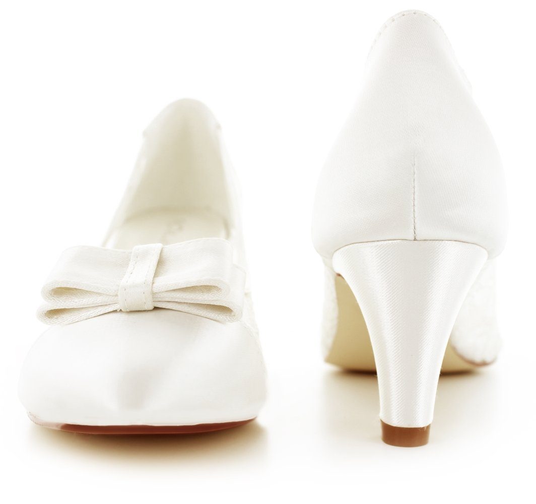 White Lady 880 ivory Satin-Spitze - Seethrough Brautschuhe Pumps günstig online kaufen