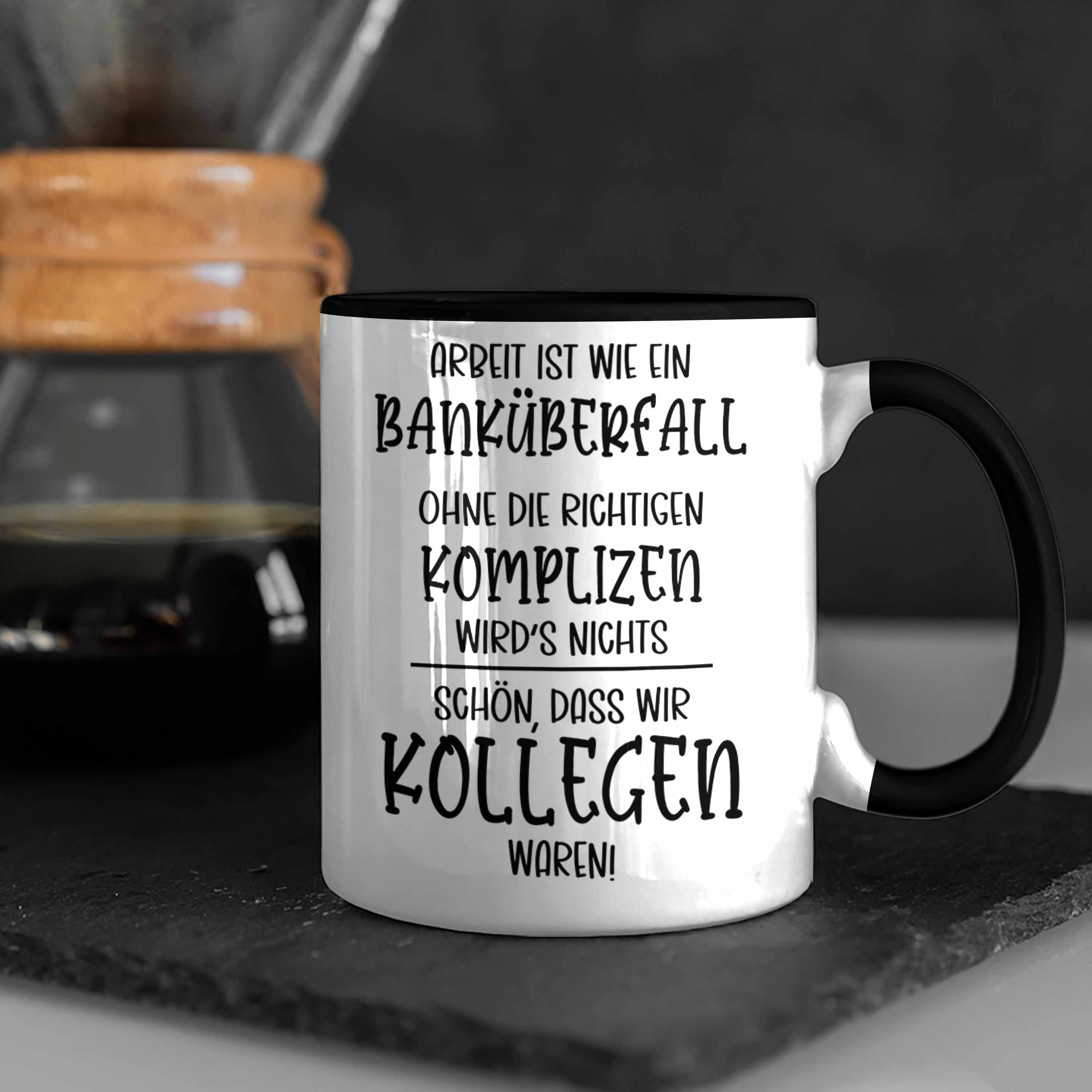 Abschied Jobwechsel Geschenk Tasse Schwarz Trendation - Trendation Neuer Job Kollegen Abschiedsgeschenk Geschenkidee Tasse Kaffeetasse Kollegin