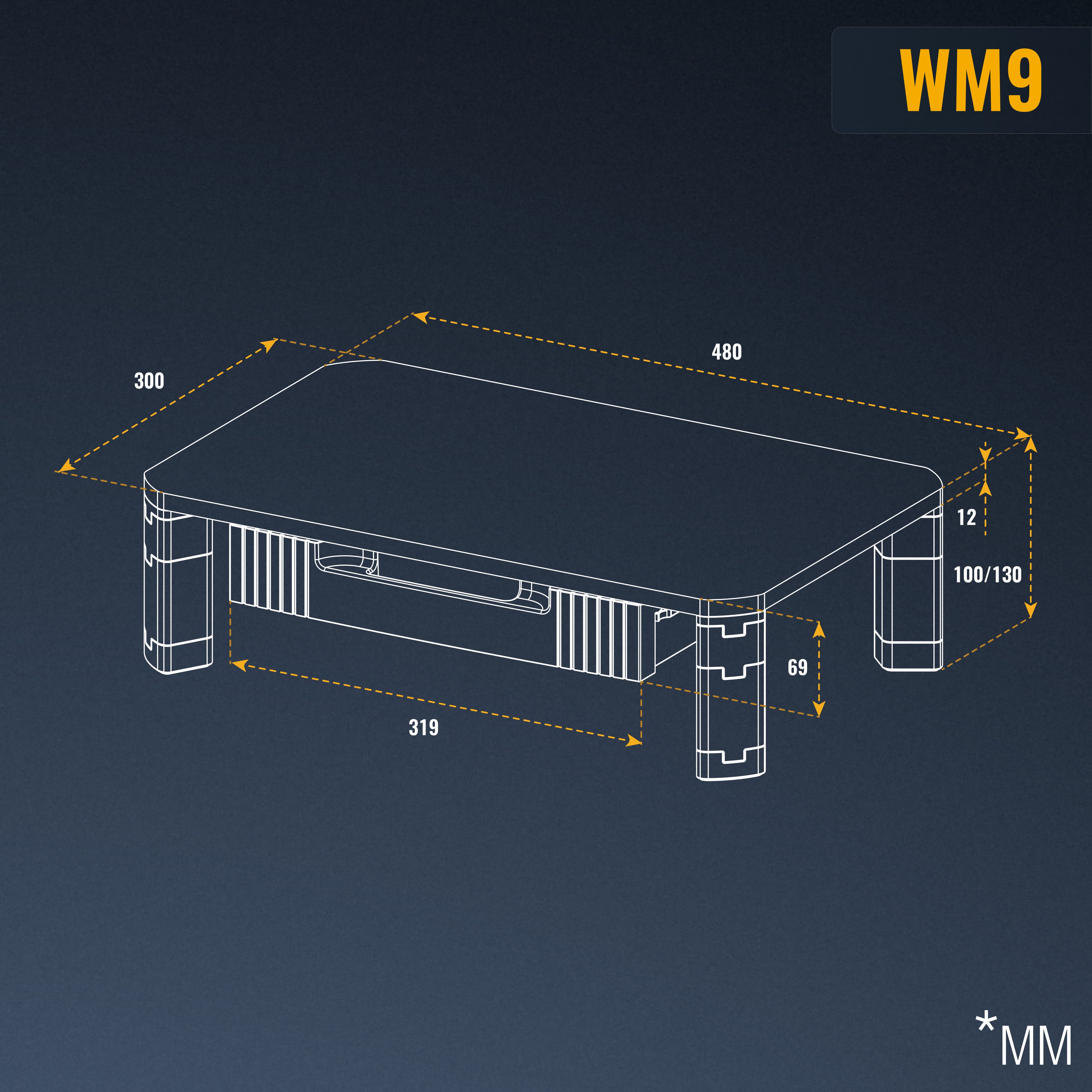 RICOO Desk Organizer Multi-Purpose Shelf Printer Table Organizer with Wheels Drawer Modular WM9, (1 pc., Monitor Stand Monitor Riser with 1 Level with 20 kg Load Capacity), Side Table Rolling Shelf Mobile Trolley Universal Printer Cart