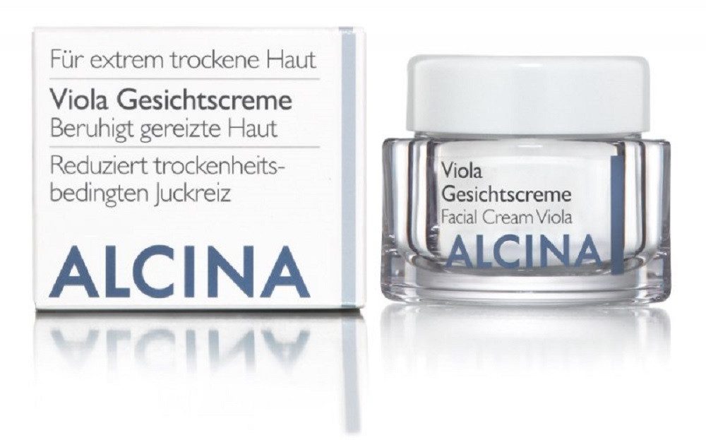 ALCINA Tagescreme ALCINA Viola Gesichtscreme (50 ml) Packung, Gesichtscreme mit Guaiazulene und Vitamin E beruhigt reizbare Haut.