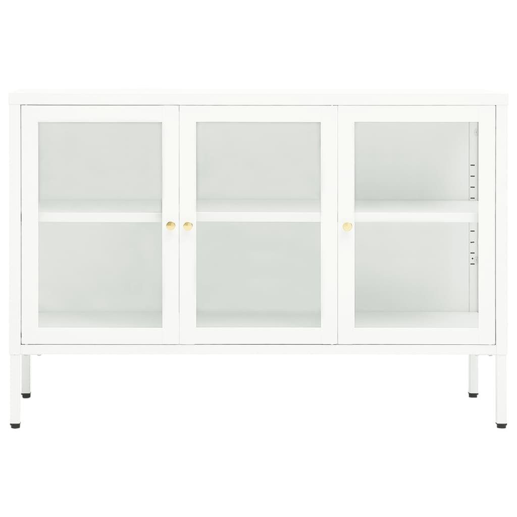vidaXL Vitrine aus Metall in Weiß mit 3 Türen und 3 Einlegeböden (B/H/T 105 x 70 x 35 cm)