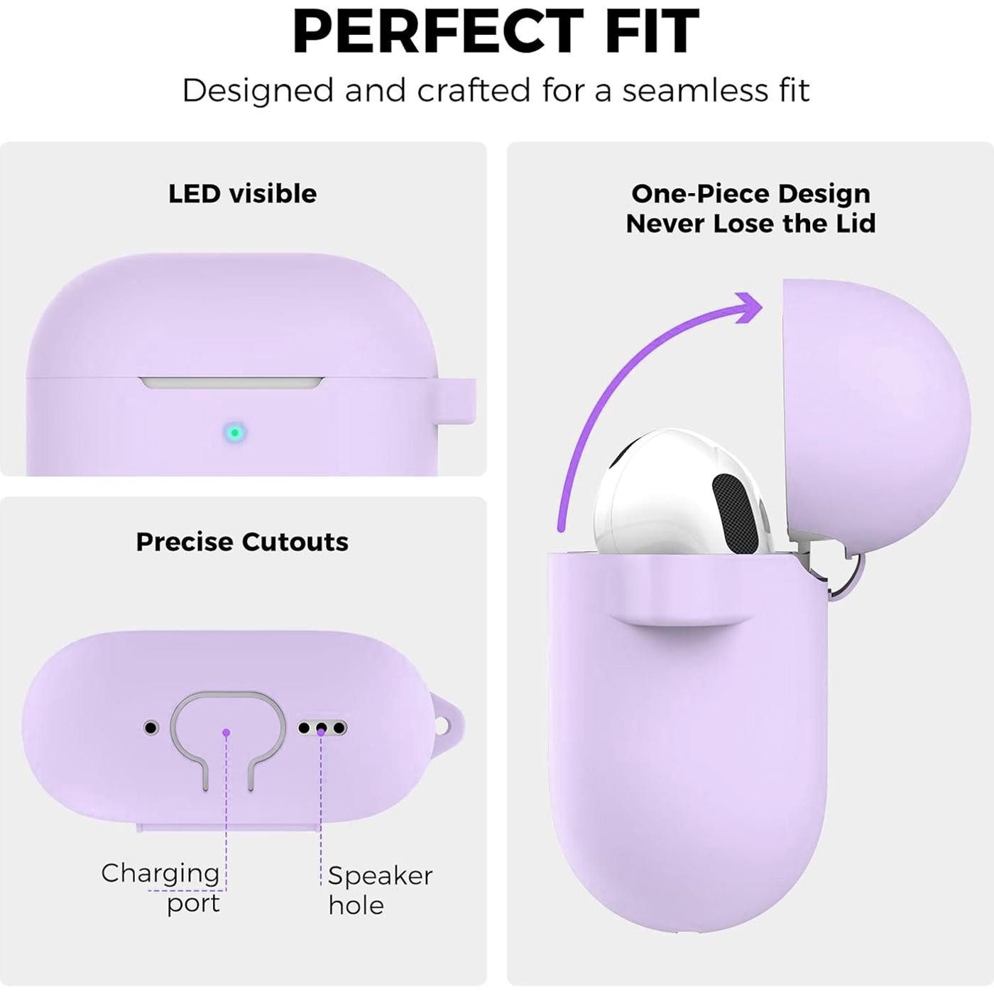 CoolGadget Kopfhörer-Schutzhülle Basic Silikon Hülle für AirPods 4 Schutzhülle mit Karabiner, Soft Touch Case, stoßfest, rutschfest, 360° Schutz, kabellos ladba – Bild 2 von 5