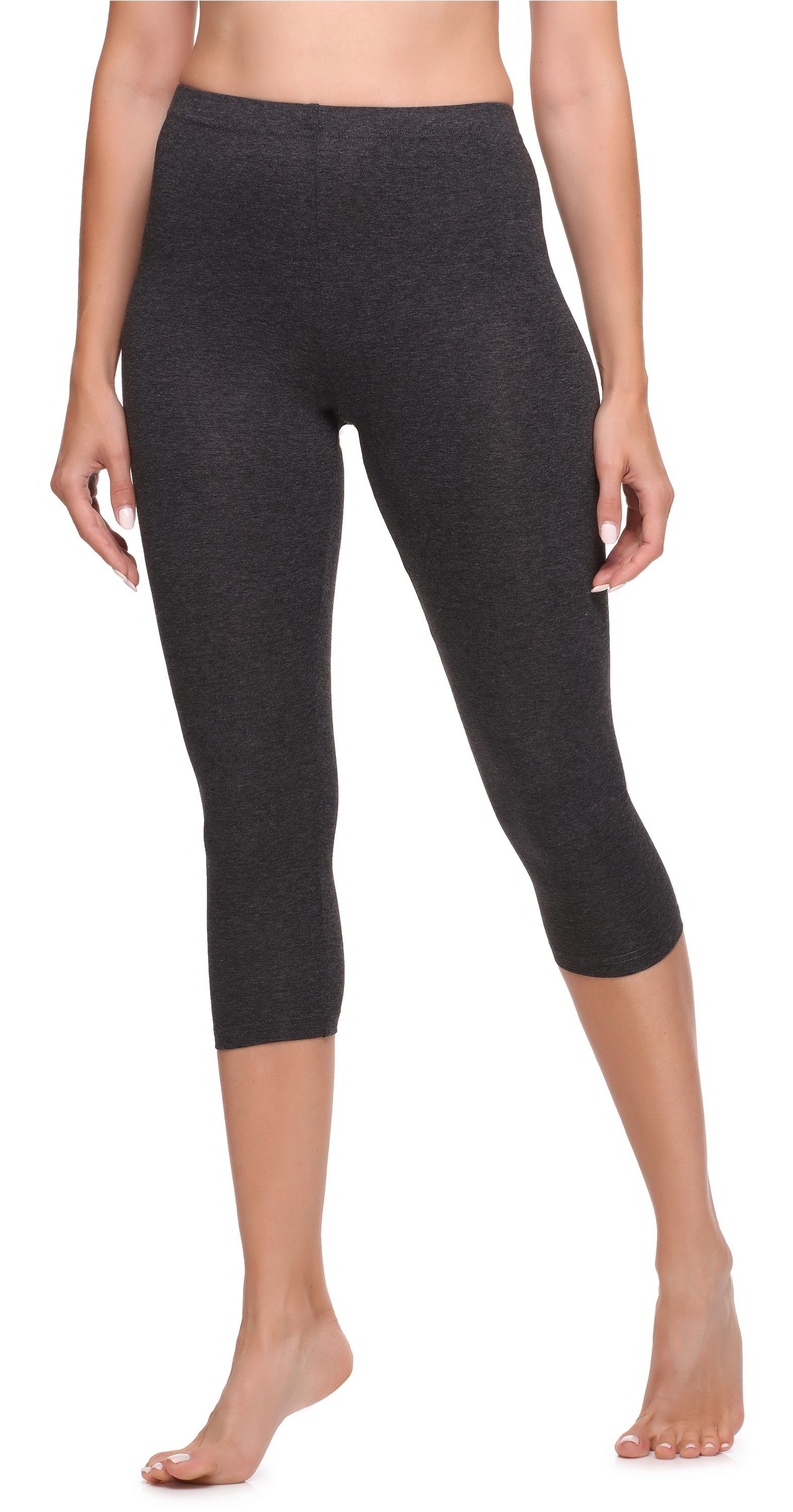 Ladeheid Leggings aus 3/4 elastischer Damen Leggings (1-tlg) LA40-202 Bund Dunkelmelange Viskose