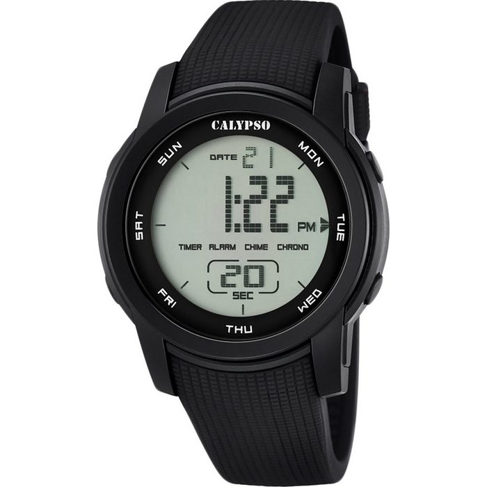 CALYPSO WATCHES Digitaluhr Calypso Herren Uhr K5698/6 Kunststoff PUR (Armbanduhr) Herren Armbanduhr rund PURarmband schwarz Sport