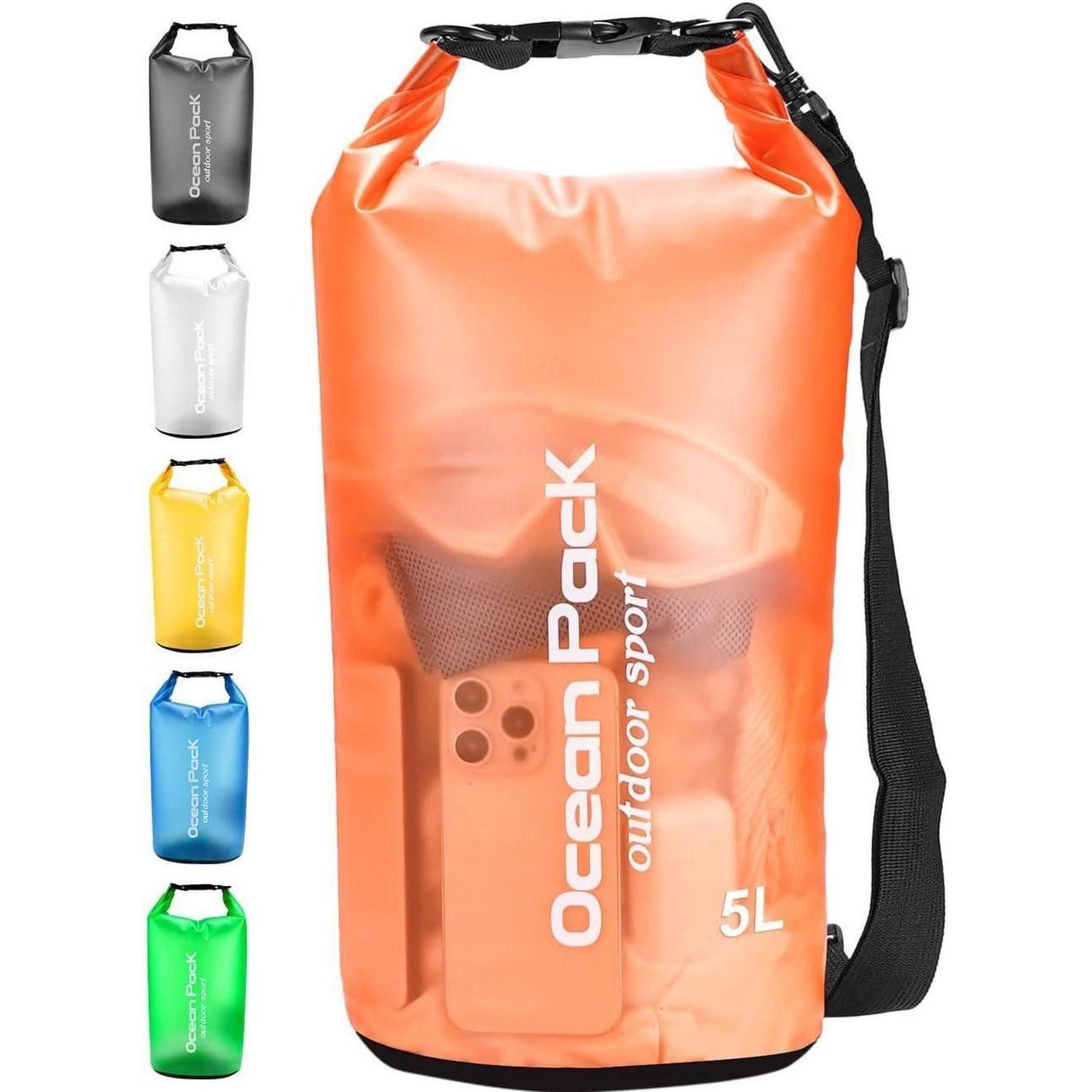 Drybag Packsack Wasserdicht 20L 10L Schultergurt Strand SUP 5L Orange
