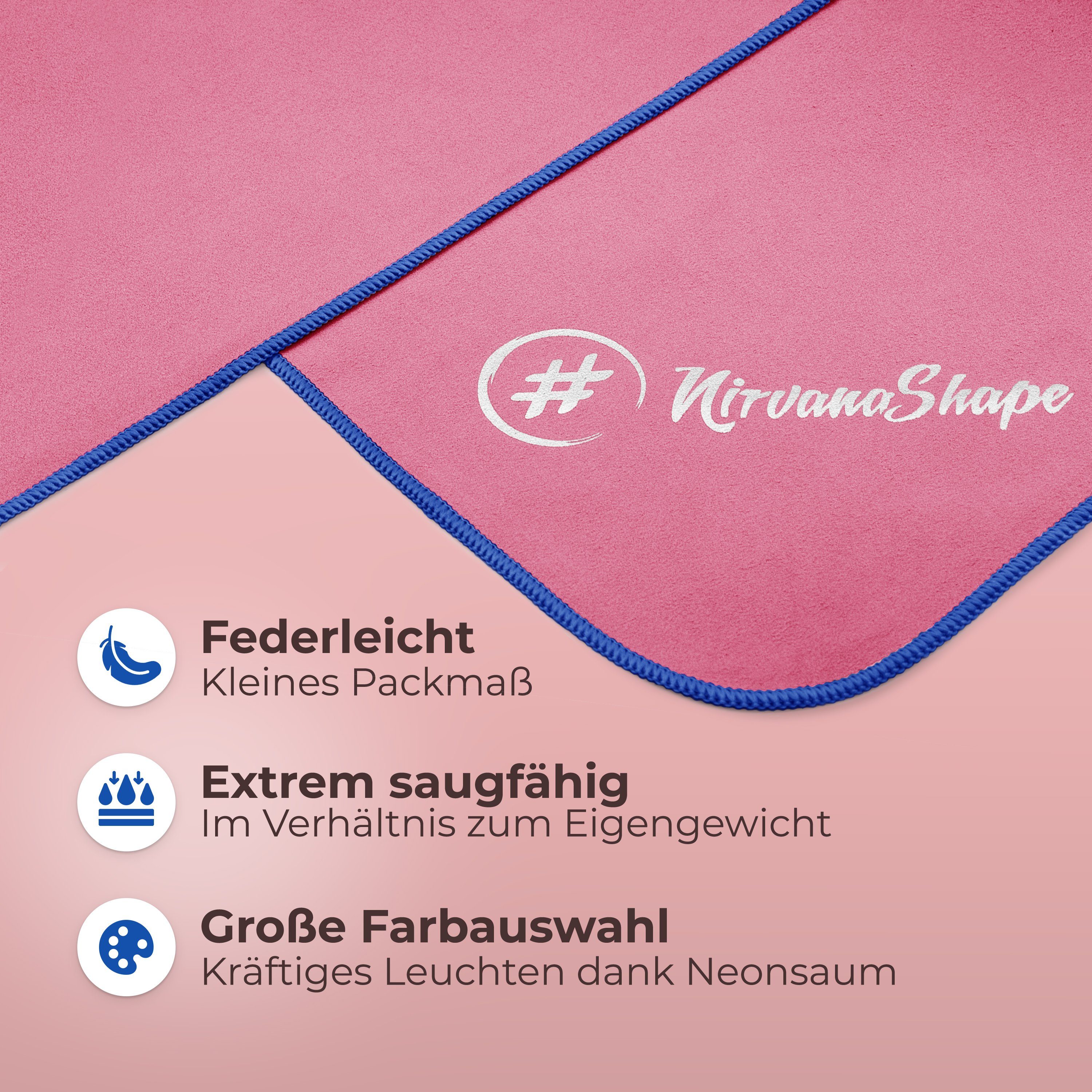 NirvanaShape Sporthandtuch Mikrofaser Handtuch, Badehandtuch, Reisehandtuch, Sporthandtuch, saugfähig, leicht, schnelltrocknend, für Reisen, Fitness, Yoga, Sauna