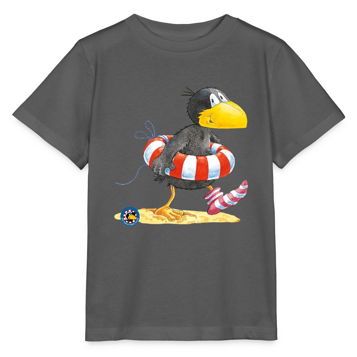 Spreadshirt T-Shirt Der kleine Rabe Socke mit Schwimmreifen Kinder Basic T-Shirt (1-tlg)