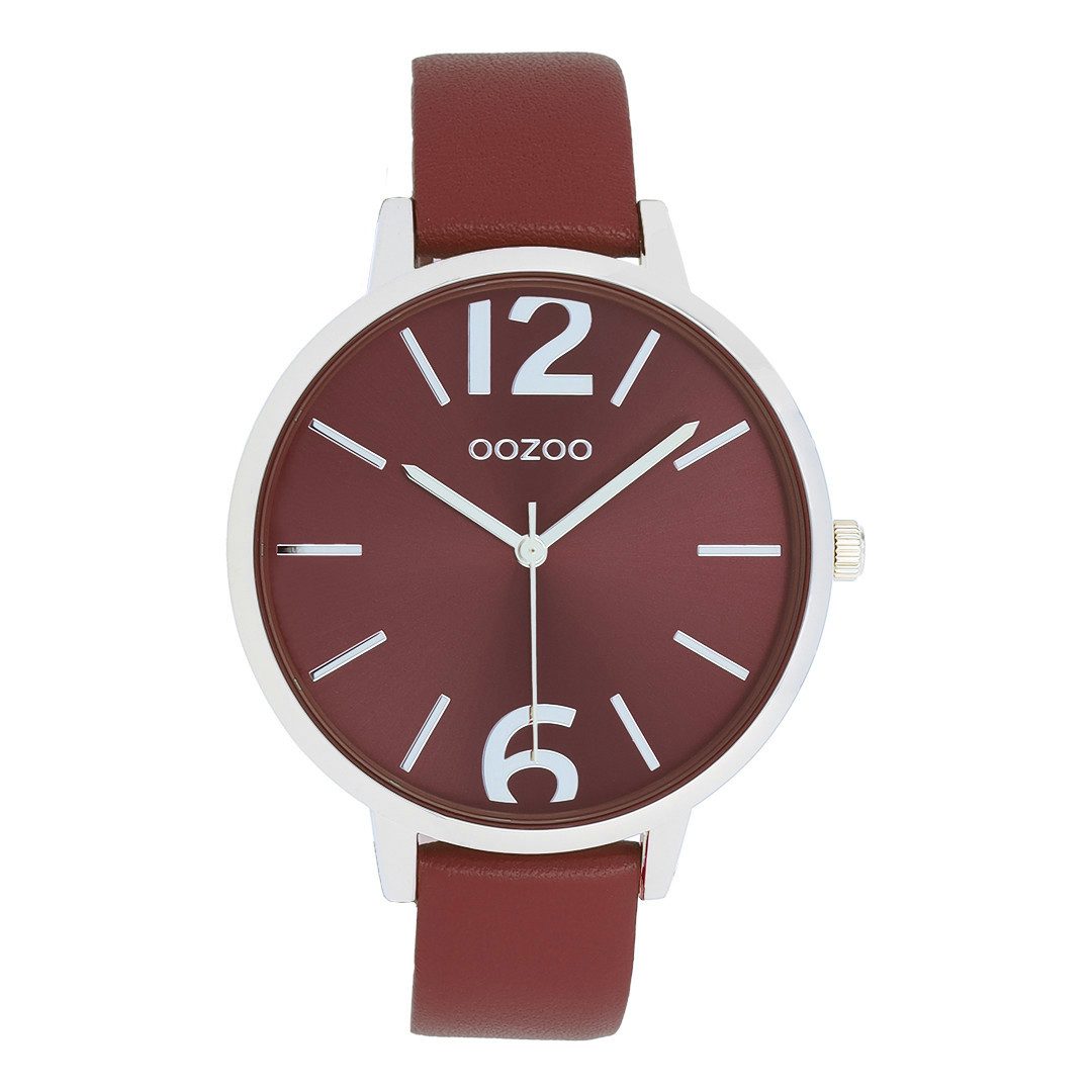 Quarzuhr Damenuhr C11688 Dark Bordeaux Lederband 43 mm