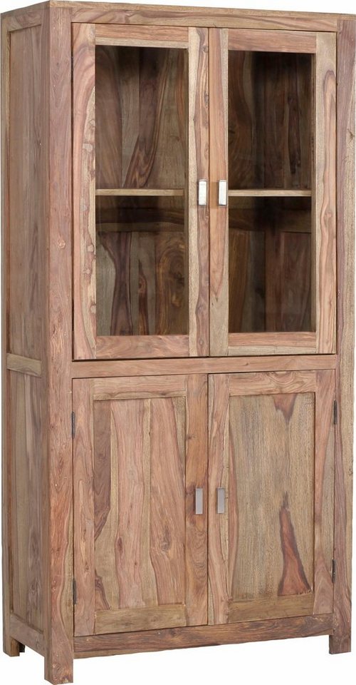 Gutmann Factory Vitrine Inka aus massivem Sheesham Holz, Höhe 180 cm, FSC®  – Holz aus gewissenhaft bewirtschafteten Quellen