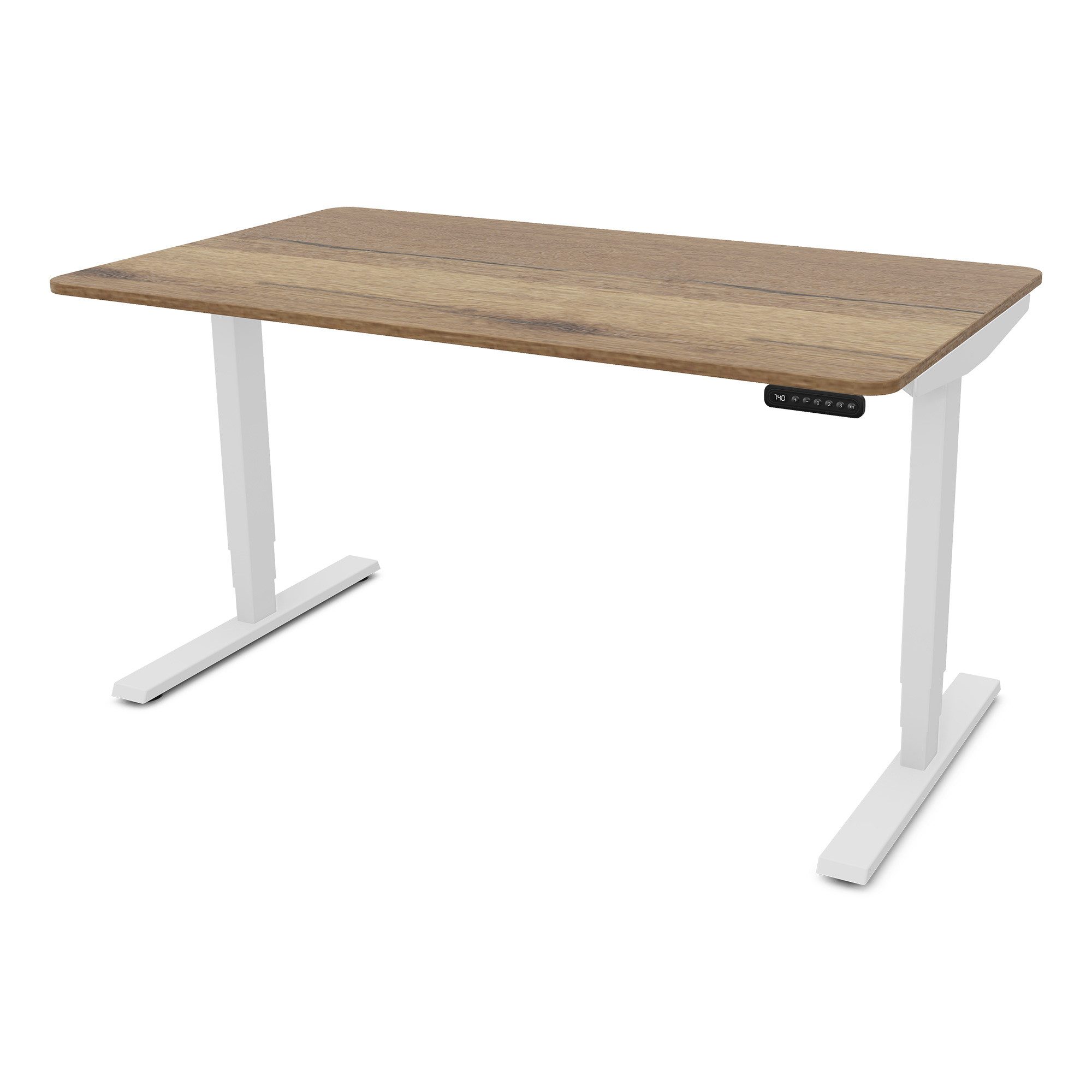 ASSMANN Büromöbel Schreibtisch Y-LINE Curved (120x70cm Weiß Eiche Tabak Kollisions-Schutz, Elektrisch höhenverstellbar, Kindersicherung 2-fach-Motorik Doppelhub, einfache Montage, für Büro und Homeoffice), TÜV-zertifiziert, Blauer Engel, 5 Jahre Herstellergarantie