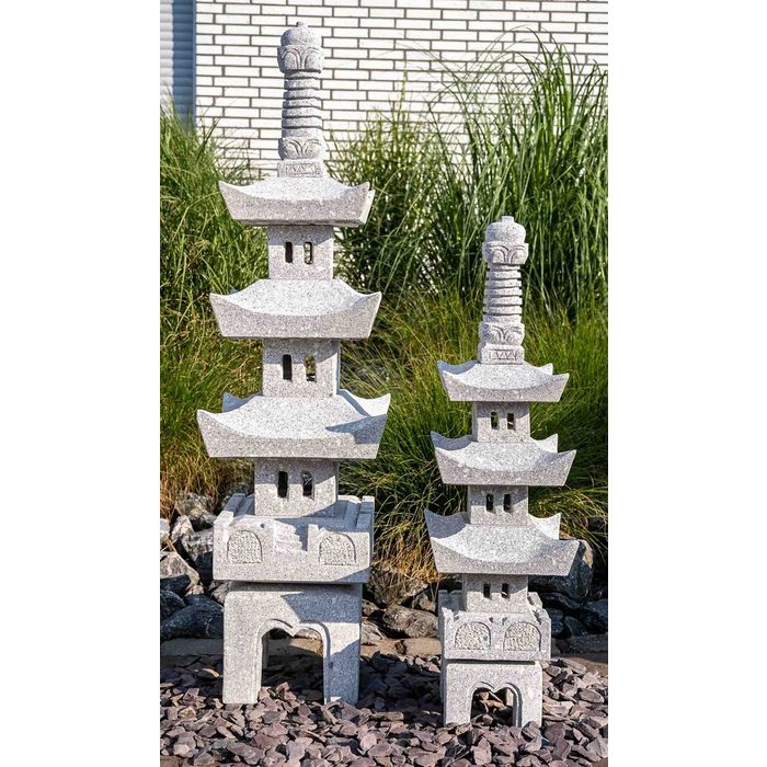 IDYL Gartenfigur Granit Pagoda 3-stöckig Granit – ein Naturprodukt – sehr robust – witterungsbeständig gegen Frost Regen und UV-Strahlung.