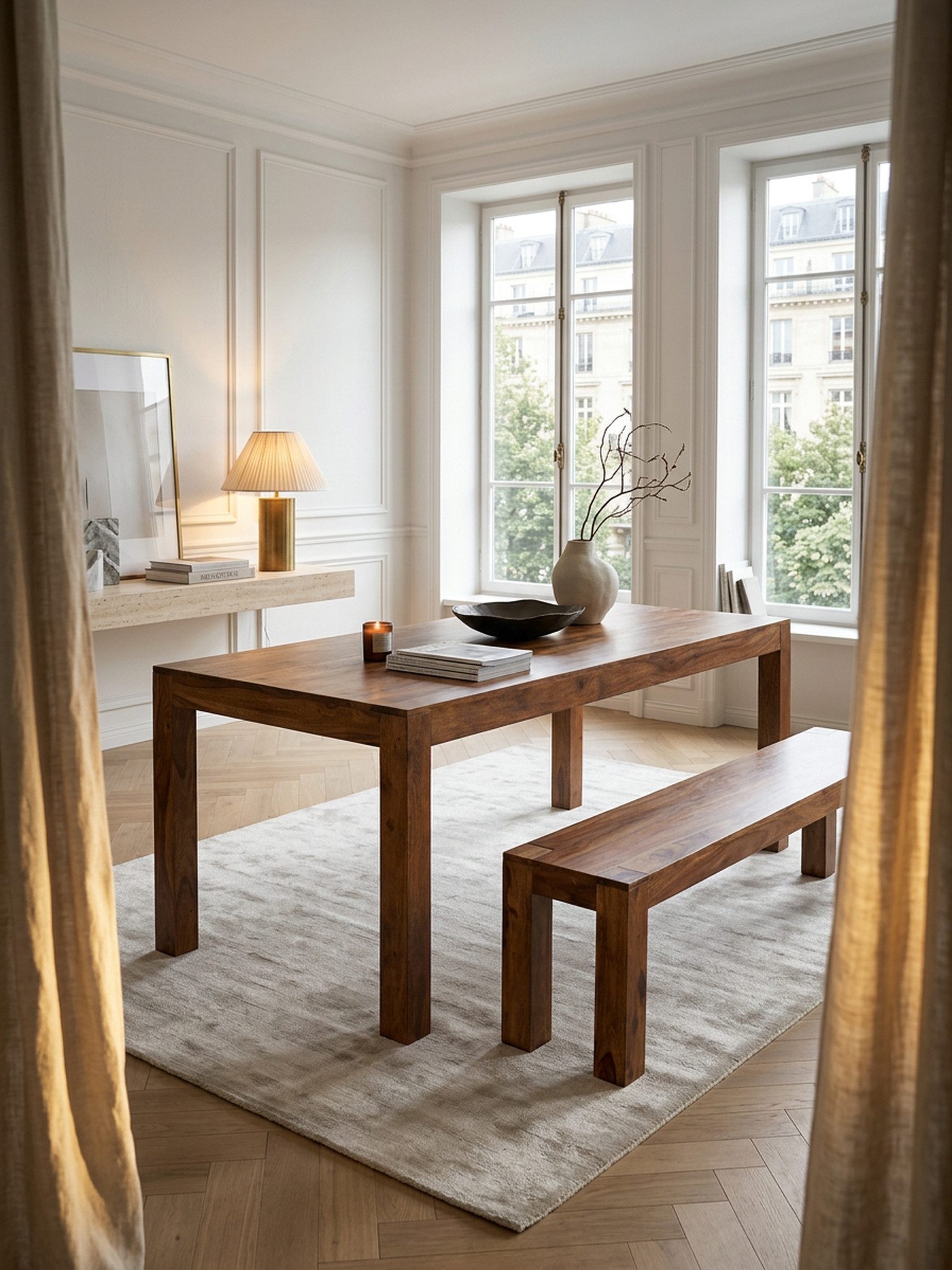 KADIMA DESIGN Esstisch Esszimmertisch MUMBAI 160x80x76 cm Massivholz Esstisch Holztisch (Speisetisch Holz), Zeitlos, Küchentisch Rechteckig, Holztisch Esszimmer Schlicht, Großer