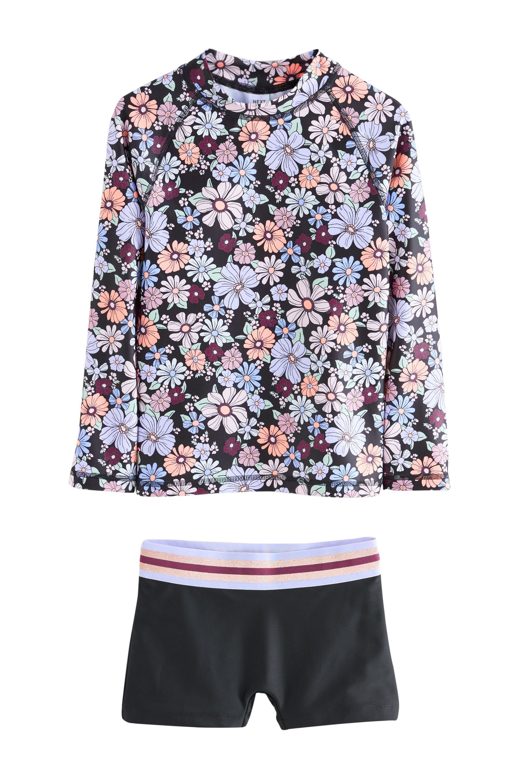 Next Badeanzug Langärmeliges Sonnenschutztop und Shorts, Set (2-St)
