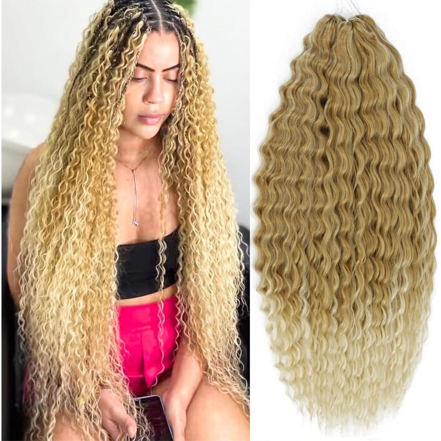 LuxusKollektion Kunsthaar-Extension Crochet Hair Butterfly Locs Water Wave Twist 22 Zoll T16A 613