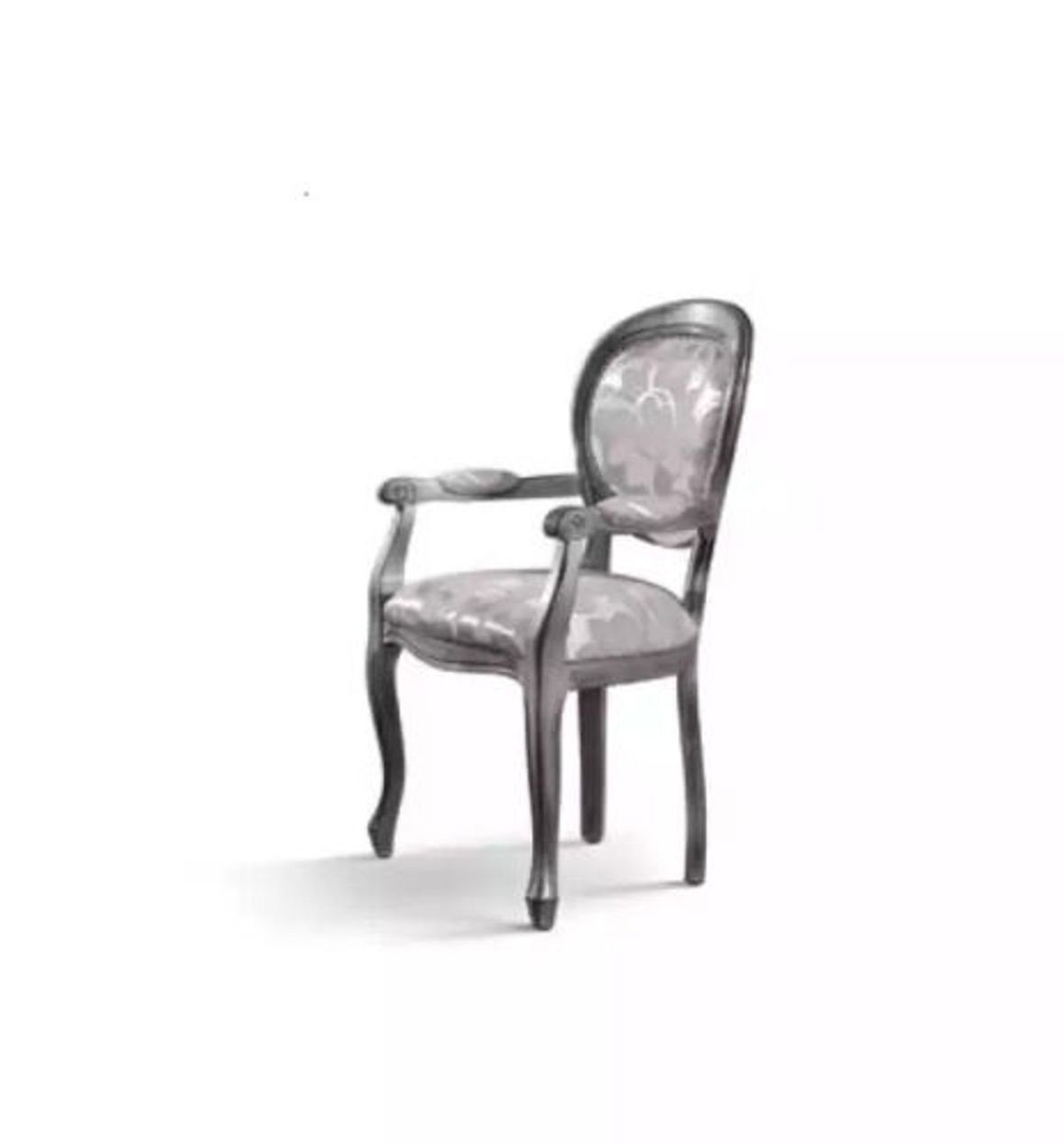 JVmoebel Esszimmerstuhl Silber Esszimmerstuhl Luxus Sitzer Stühle Holz Textil (1 St), Made in Italy