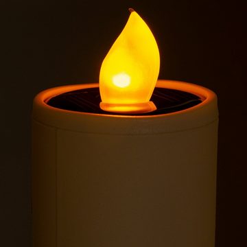 MARELIDA LED Solarleuchte LED Solar Kerzen Fackel flackernd 98cm Lichtsensor Gartenstecker 3St, LED Classic, gelb