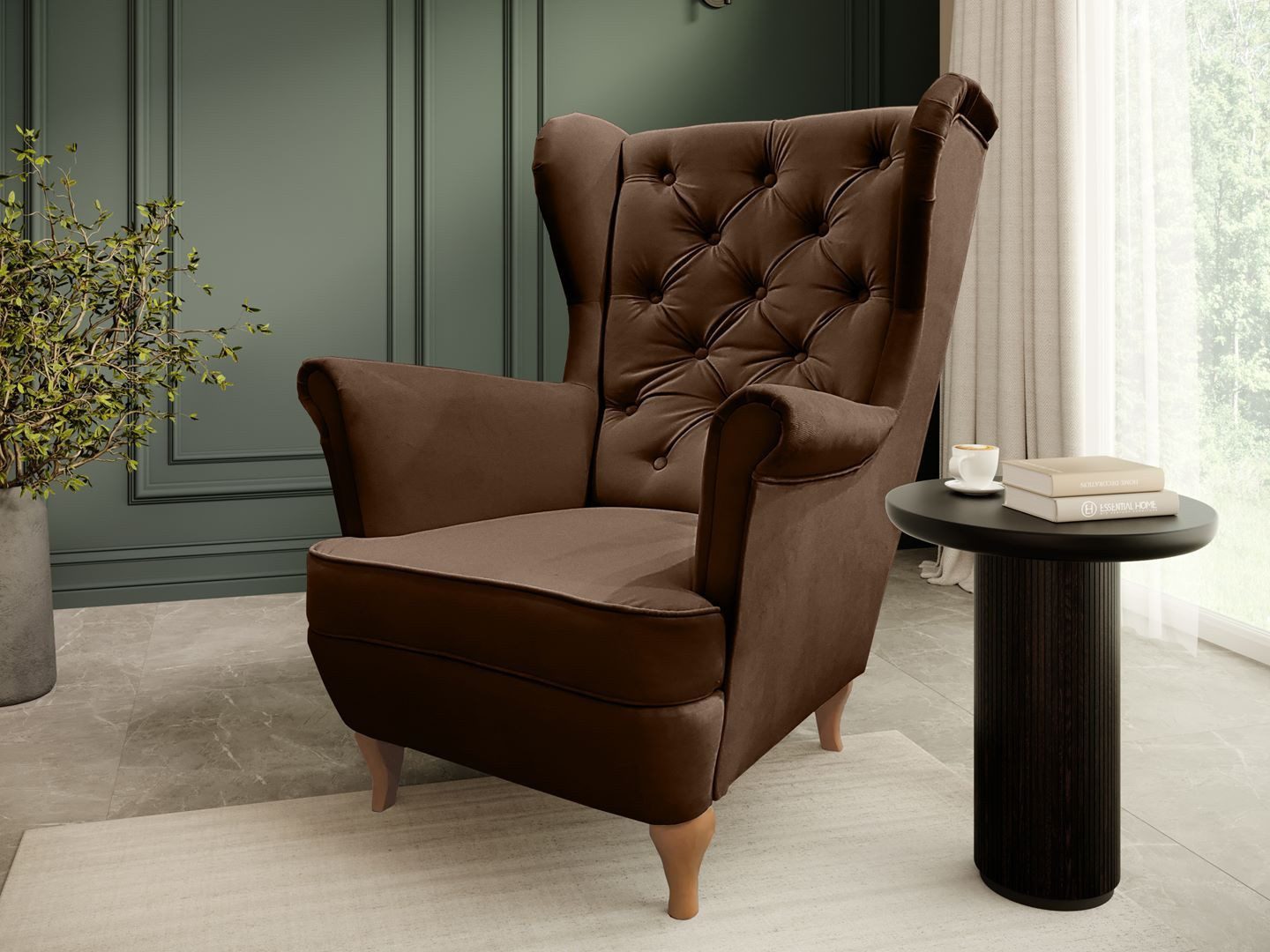 Beautysofa Ohrensessel Sessel FALCO Chesterfield Wohnzimmersessel Fernsehsessel