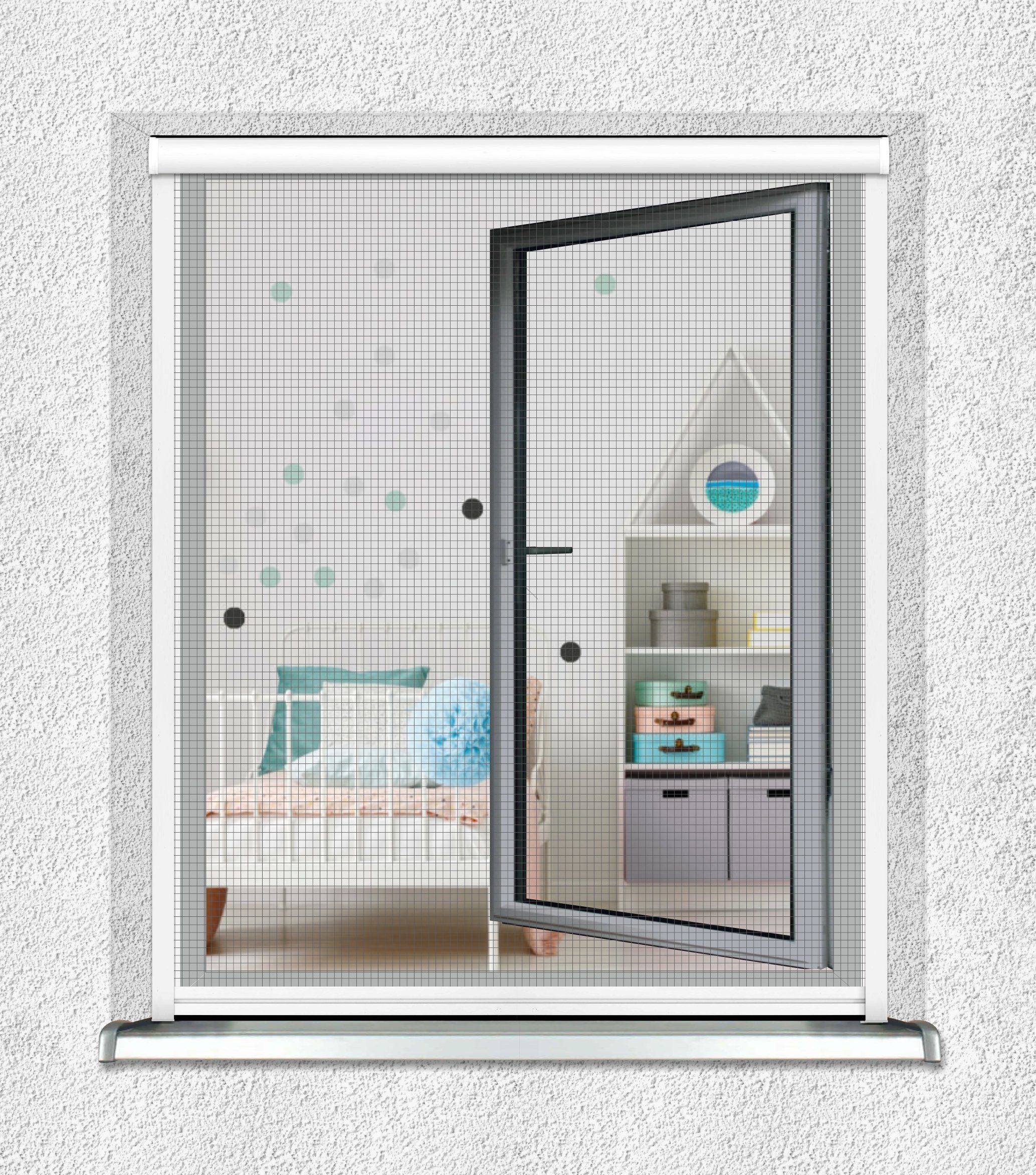 Insektenschutz-Tür mit Weiß Nematek Nematek® Rollo Insektenschutz-Rollo - Aluminium für Fliegengitter Mückenschutz Alu Fenster Rahmen