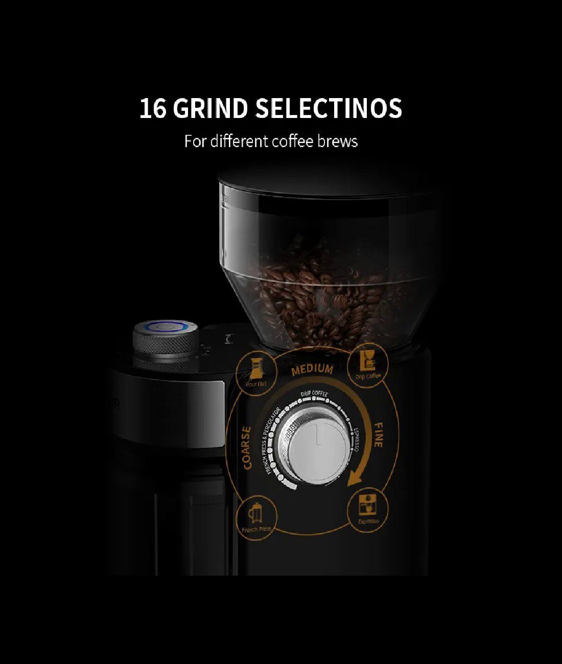 Shardor Kaffeemühle g in Bohnenbehälter, oder liegt 16 W, 240,00 Grob Steuerung Mahlgrade Ihrer Kaffeemühle, durch 150 fein