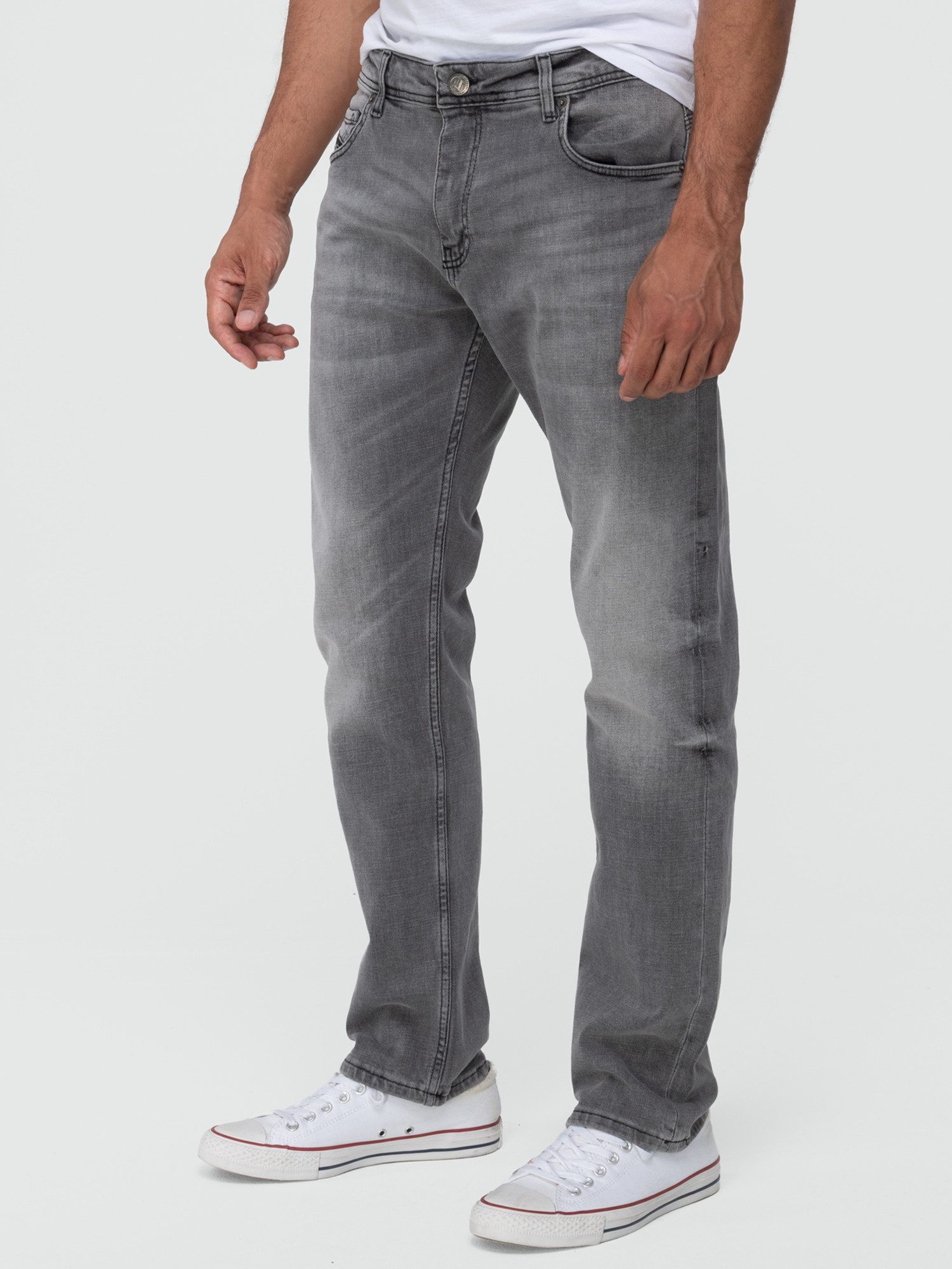 Lorenzo Loren Straight-Jeans Herren Jeans Hose Grau Stonewashed LL-4020 günstig online kaufen