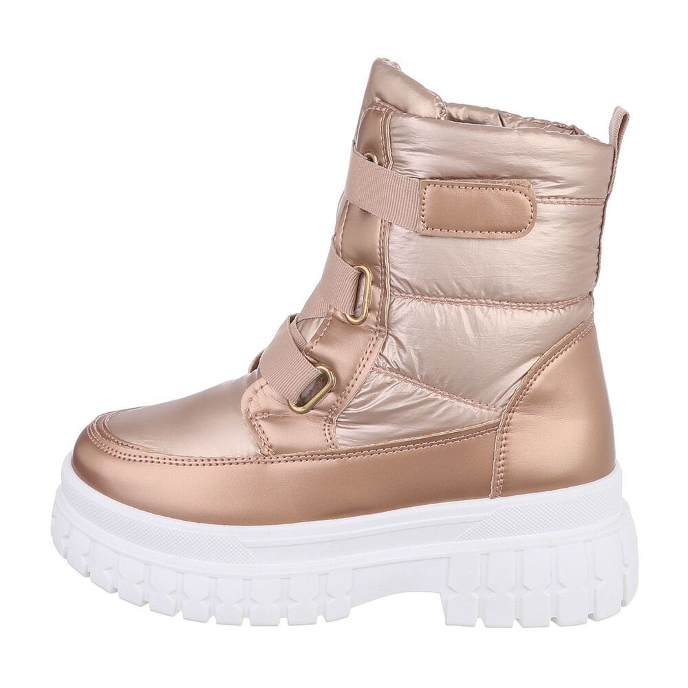 Ital-Design Damen Snowboots Freizeit Snowboots Blockabsatz Plateaustiefeletten in Gold