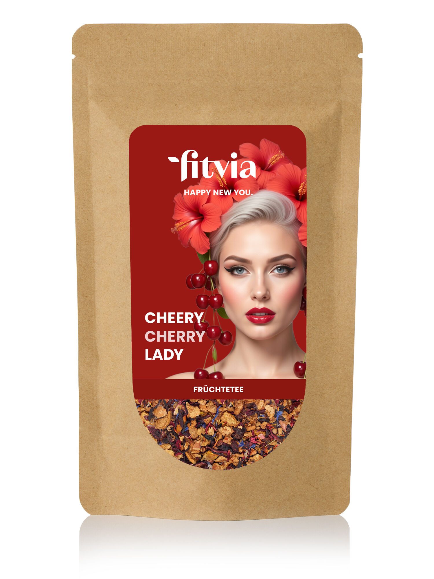 fitvia Tee Früchtetee Wildkirsche, lose, 100 g, (100g), mit Apfel, Hibiskus & Hagebutte, fruchtiger Tee für natürlichen Genuss