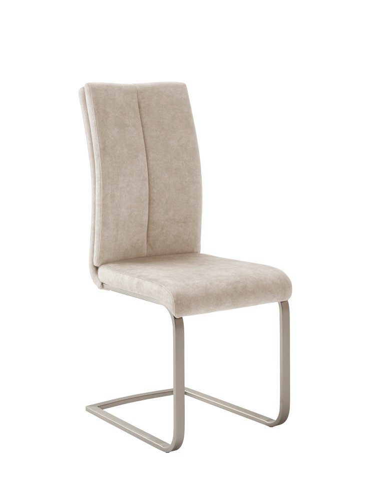 Esszimmerstuhl 4er Set Freischwinger Stuhl Hudson, Edelstahl, creme