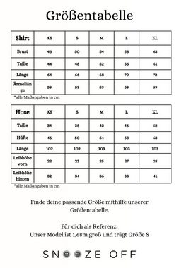 SNOOZE OFF Pyjama Schlafanzug in schwarz mit Herzendruck (2 tlg., 1 Stück) mit Kontrastpaspel-Details