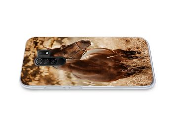 MuchoWow Handyhülle Pferd - Sonne - Porträt - Natur - Braun, Phone Case, Handyhülle Xiaomi Redmi 9, Silikon, Schutzhülle