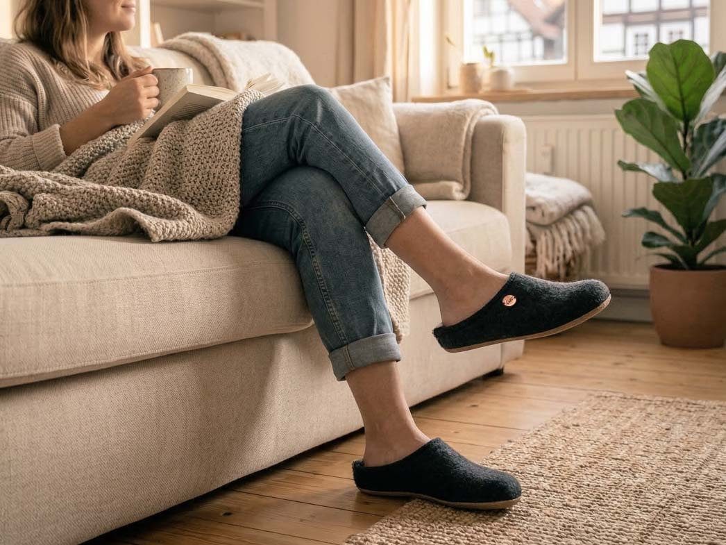 WoolFit Barefoot Filzpantoffeln mit extra Zehenfreiheit Hausschuh ideal für breite Füße – Bild 5 von 5
