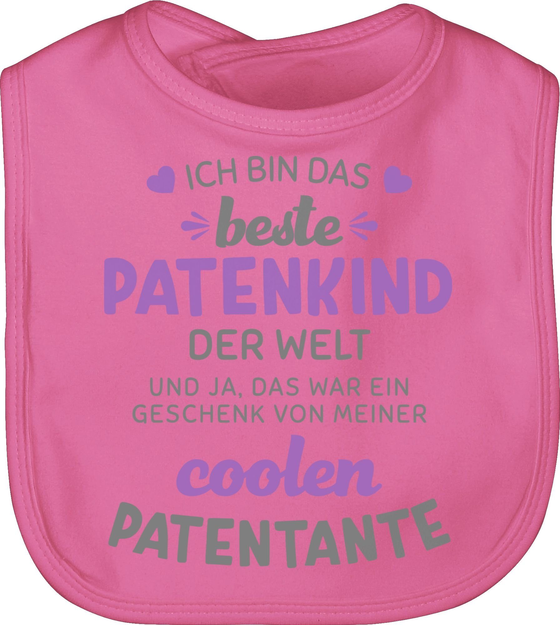beste Ich bin Patenkind Lätzchen grau/lila, Baby der Shirtracer 3 Patentante Welt Pink das