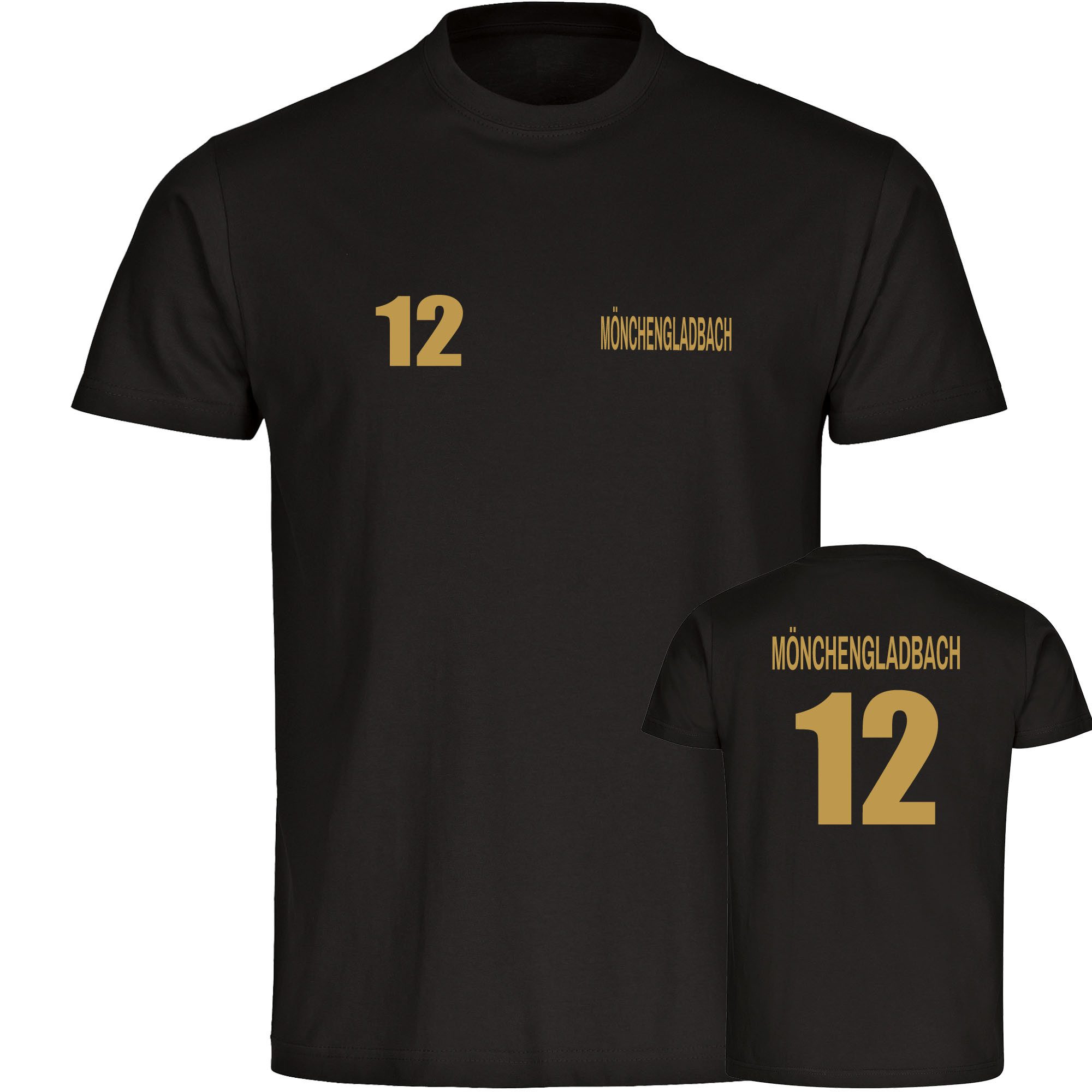 multifanshop T-Shirt Herren Mönchengladbach - Trikot Nummer 12 gold - Männer
