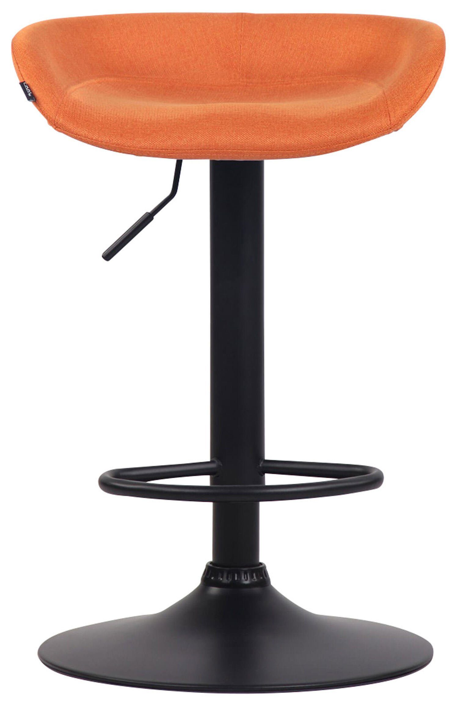 TPFLiving Barhocker Küche Gestell höhenverstellbar), angenehmer - Hocker Anna und Stoff Theke Sitzfläche: Metall (Barstuhl 360° für & mit Fußstütze schwarz drehbar Orange 