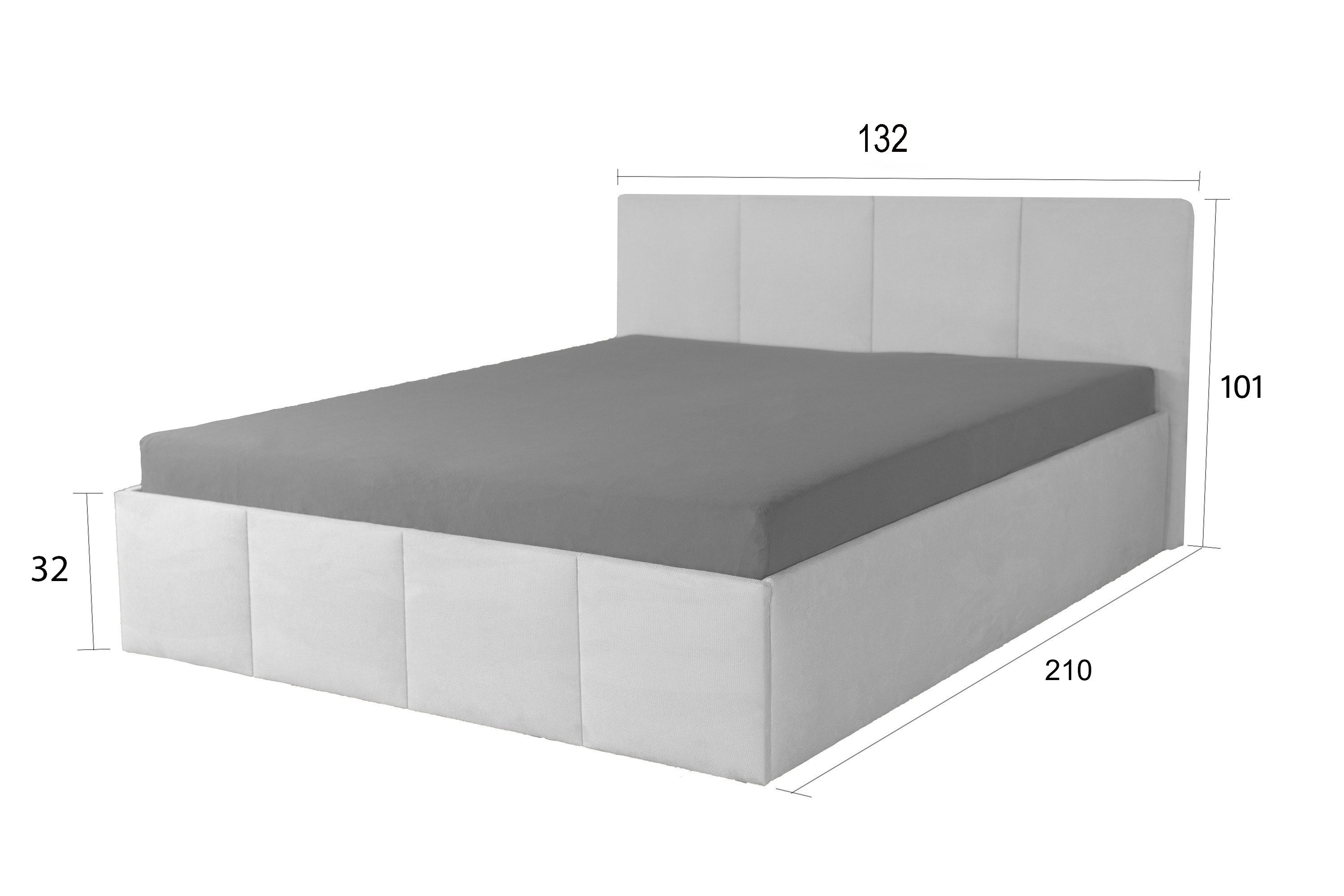 Halmon Schlafkomfort Betten Polsterbett Dalas-Standard (Mit Stauraum unter der Liegefläche, erhältlich in 6 Größen, 10 attraktiven Farben mit oder ohne Matratze), Seitenhöhe 32cm, Hochwertiger Webstoff aus 100% Polyester