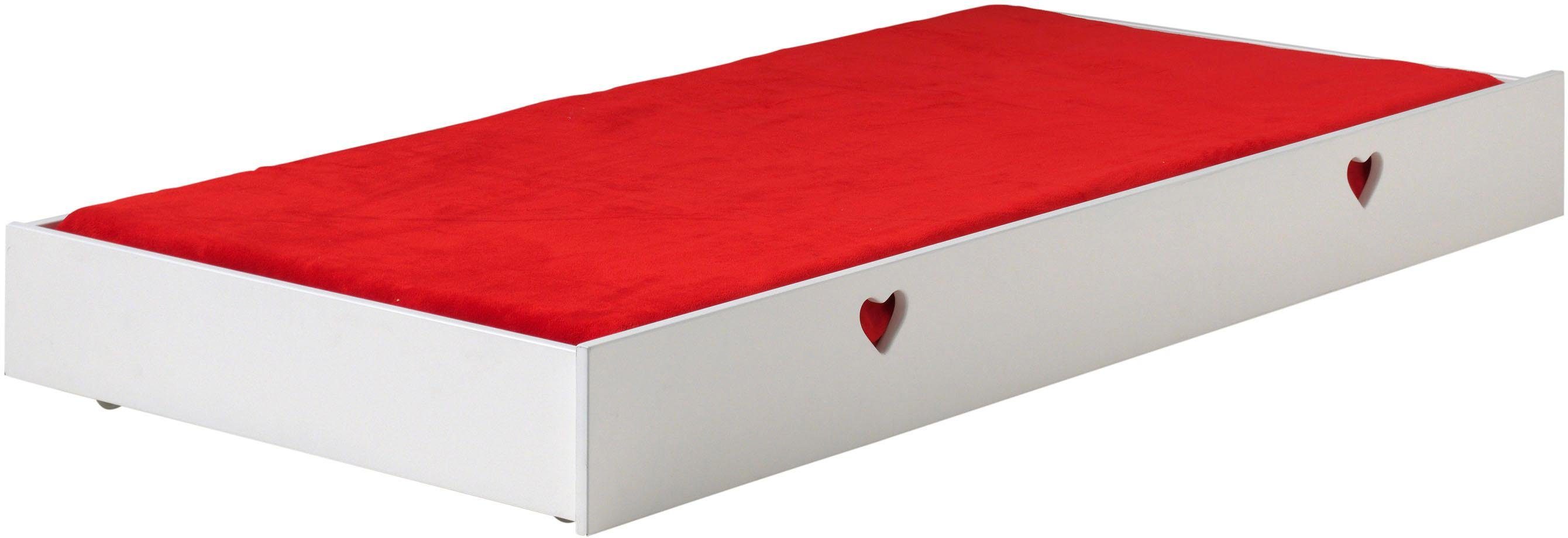 Vipack Schubkasten Amori, auf Rollen zum Unterschieben unter das Bett (B/H/T ca. 199x22x94cm, Bedenplatten Dekor, einfach zu bedienen), bietet viel Stauraum im Zimmer, weiß lackiert