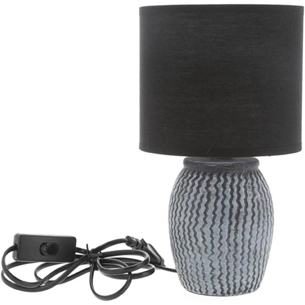 CEPEWA Tischleuchte New York, ohne Leuchtmittel, in Schwarz, 26cm, aus Steingut und Baumwolle