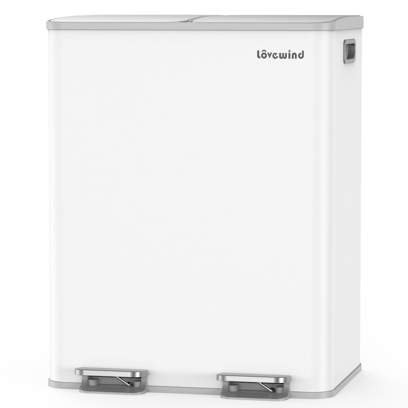 Lovewind Mülleimer Mülltrennsystem 2 Fächer 60 L Küche 2 × 30 L Treteimer Edelstahl, Mülltrennung 2 Fächern Soft-Close Deckel Anti-Fingerprint Edelstahl