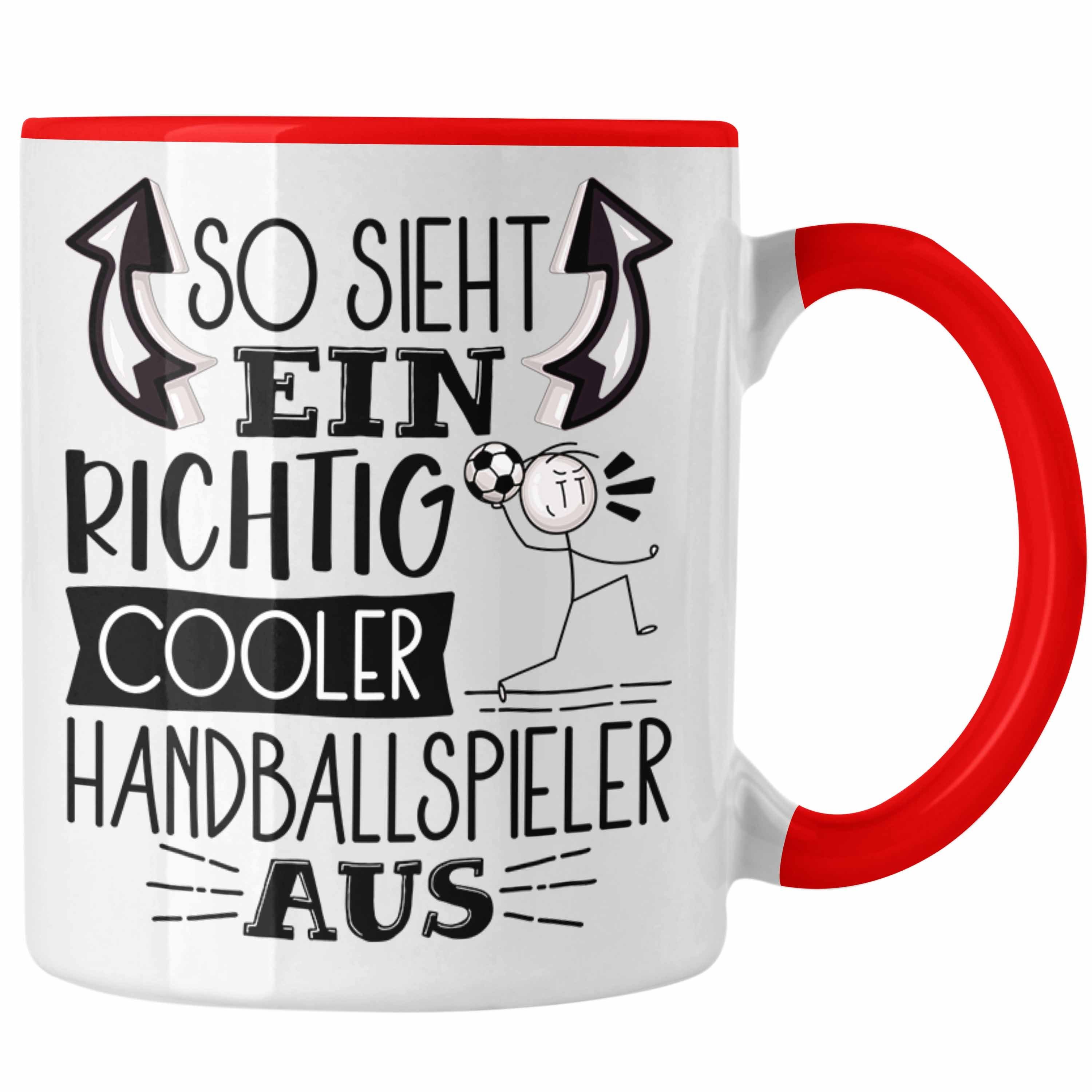 Trendation Tasse Handballspieler Tasse Geschenk So Sieht Ein Richtig Cooler Handballsp Rot | Teetassen