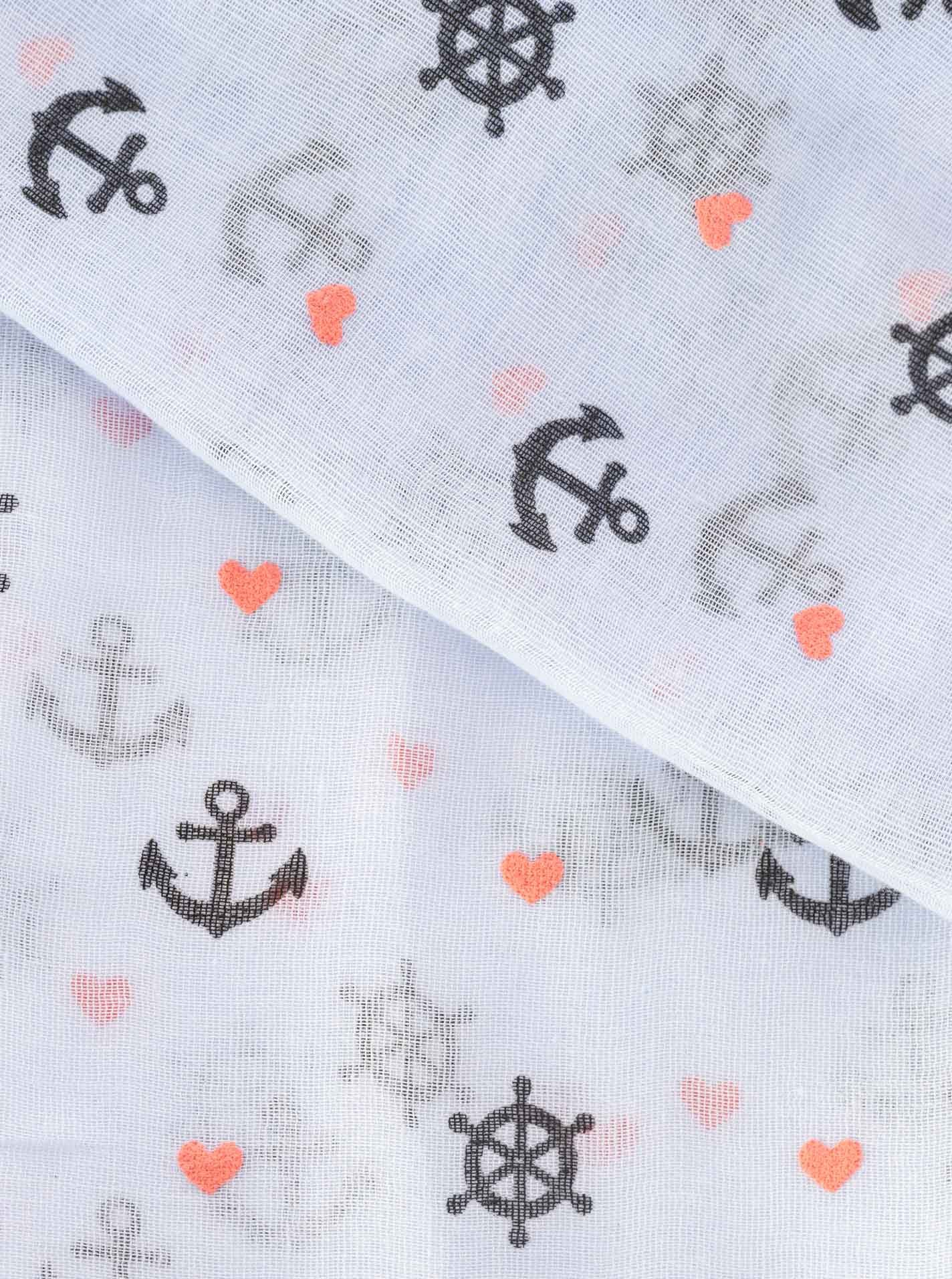 Zwillingsherz Schal "Anker", Ankermotiv, leichter Stoff, maritimer Look